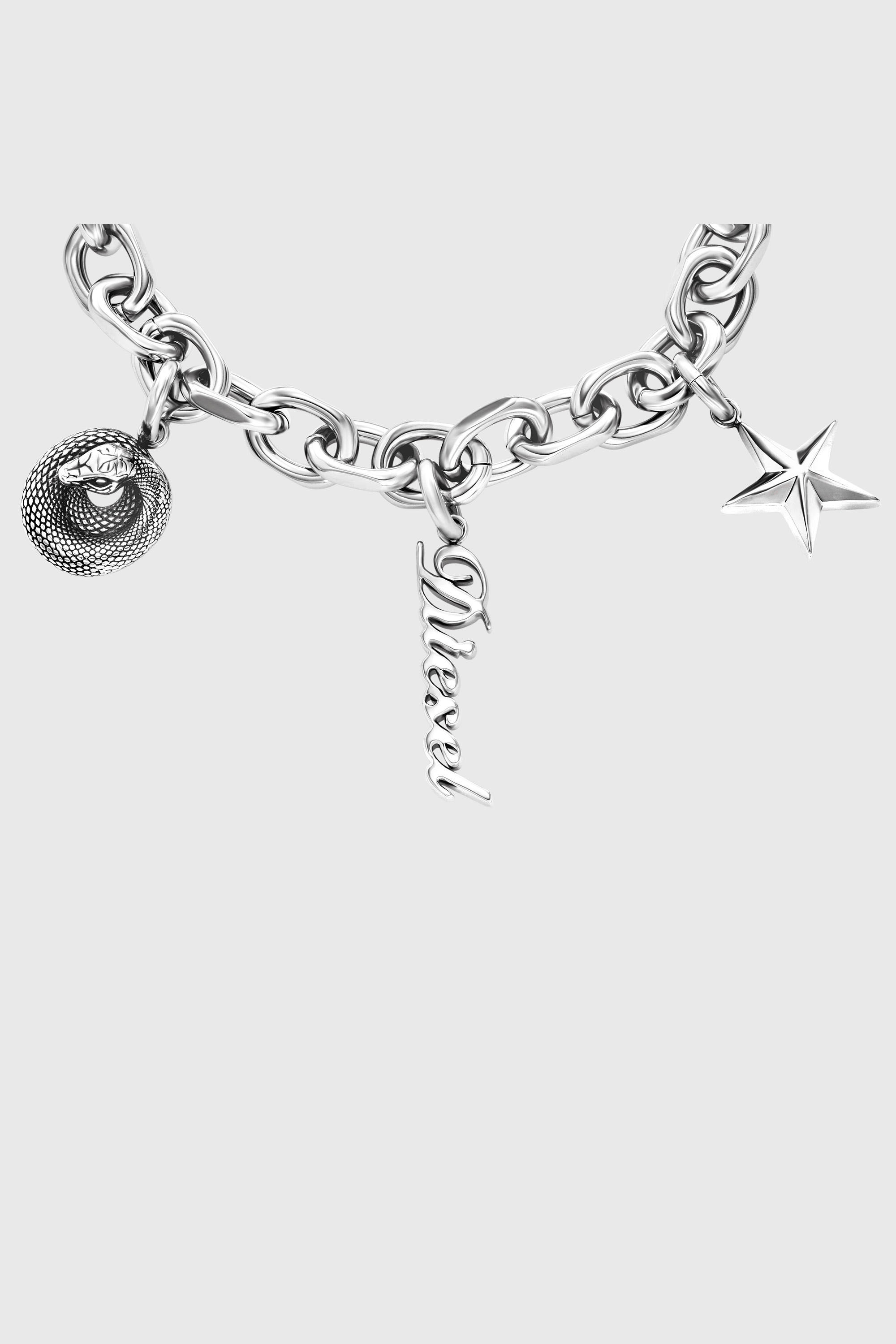 Diesel - DX1744040, Bracelet &agrave; breloques en acier inoxydable Mixte in Gris argent&eacute; - 3
