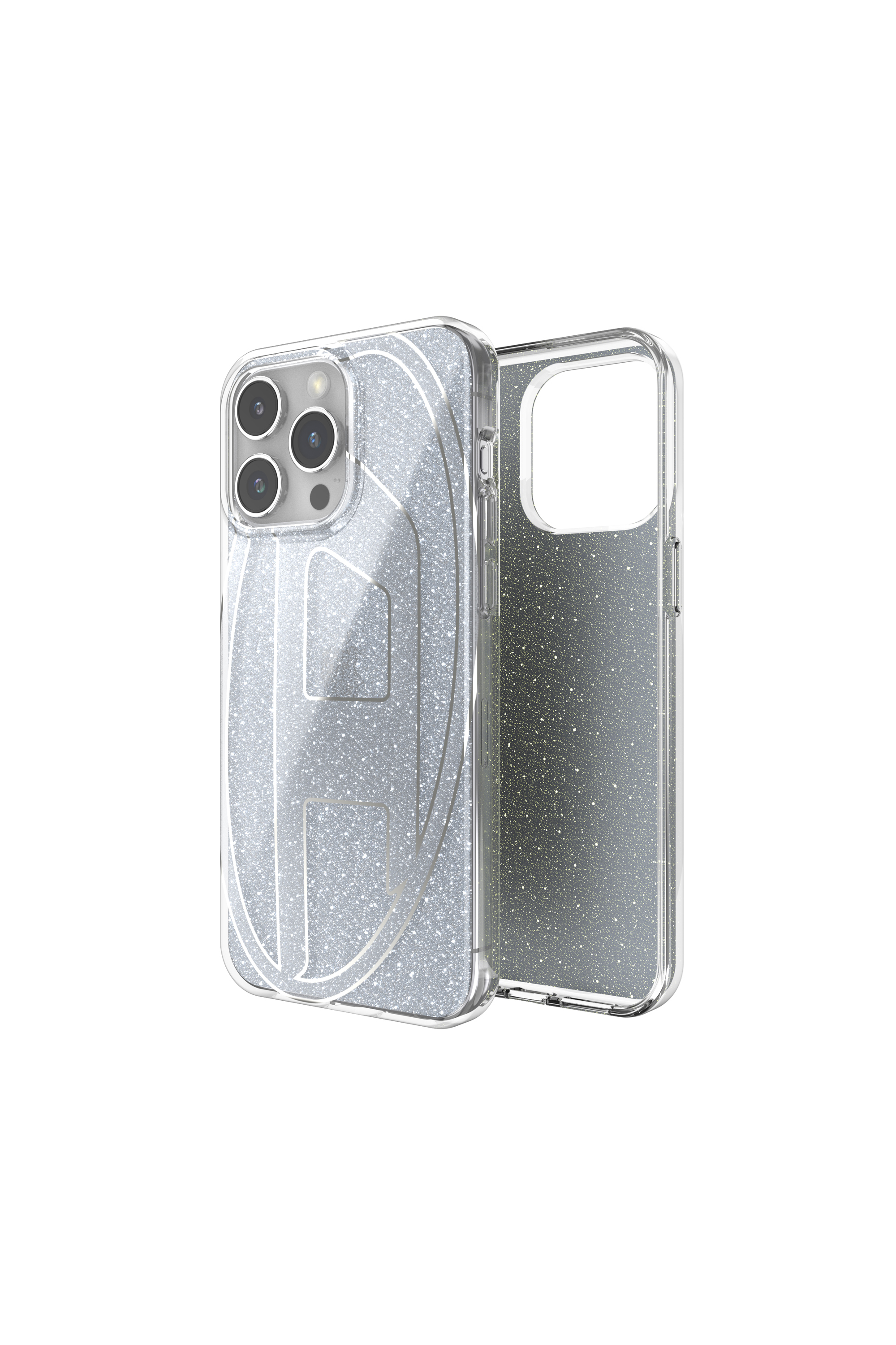 Diesel - 60033 AOP CASE, Unisex Glitter Case für iP 15 Pro Max in Silber - Image 1