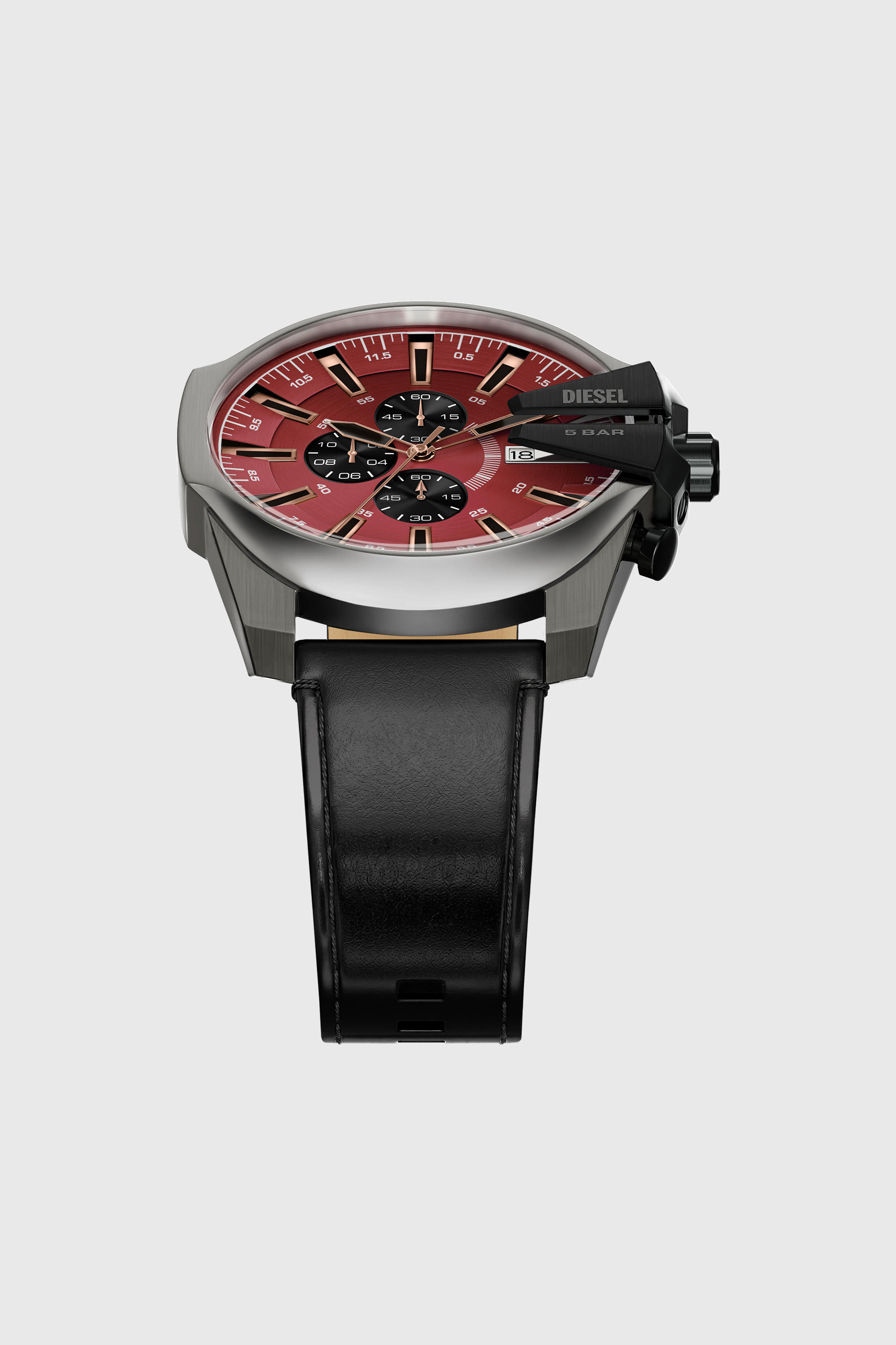 Diesel - DZ4714 WATCH, Herren Mega Chief Slim Uhr mit schwarzem Lederarmband in Schwarz - 4