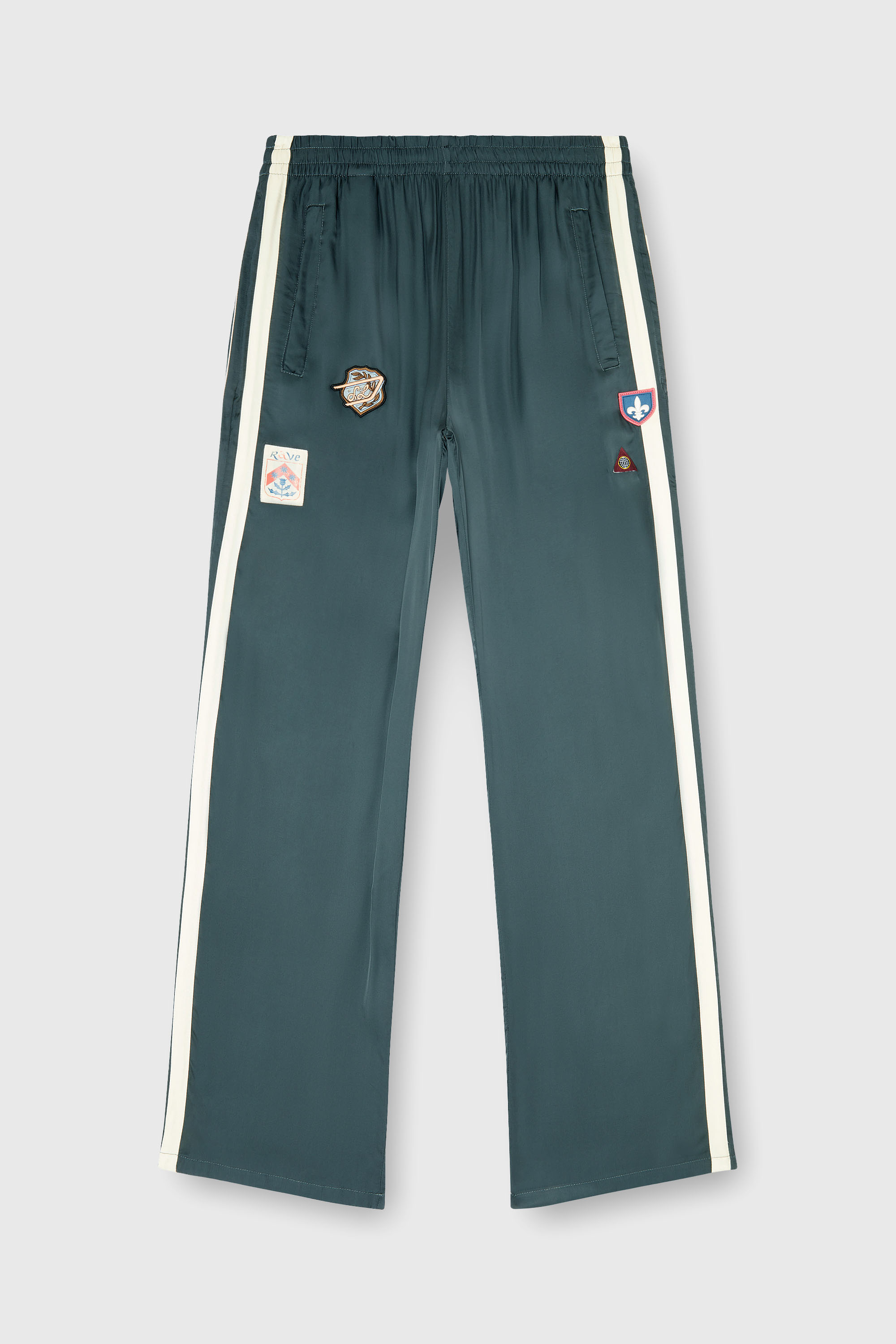 Diesel - P-ANNU, Pantalon de surv&ecirc;tement en satin avec patchs Homme in Vert - 2