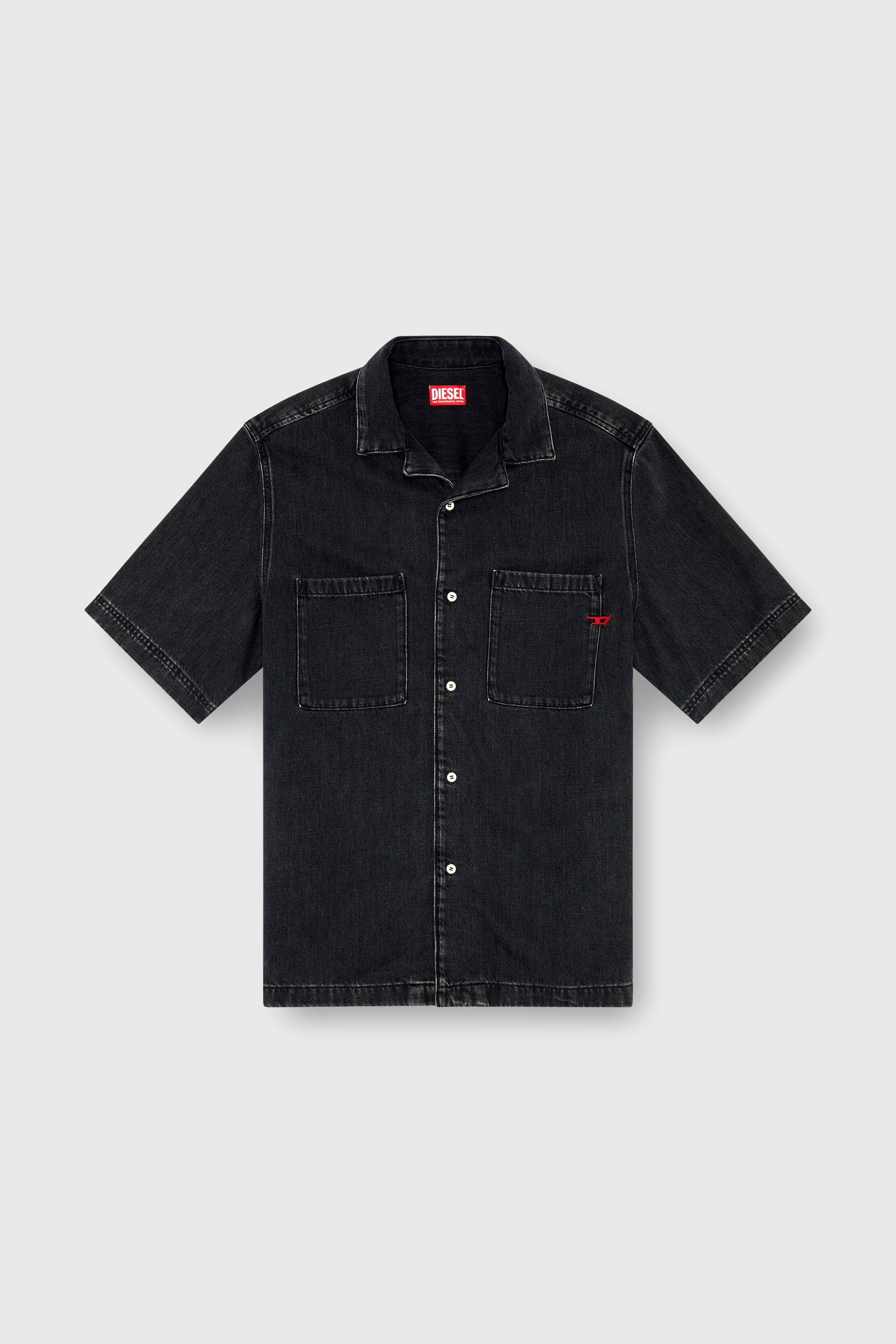 Diesel - D-PAROSHORT, Camicia bowling in denim Uomo in Nero - 2
