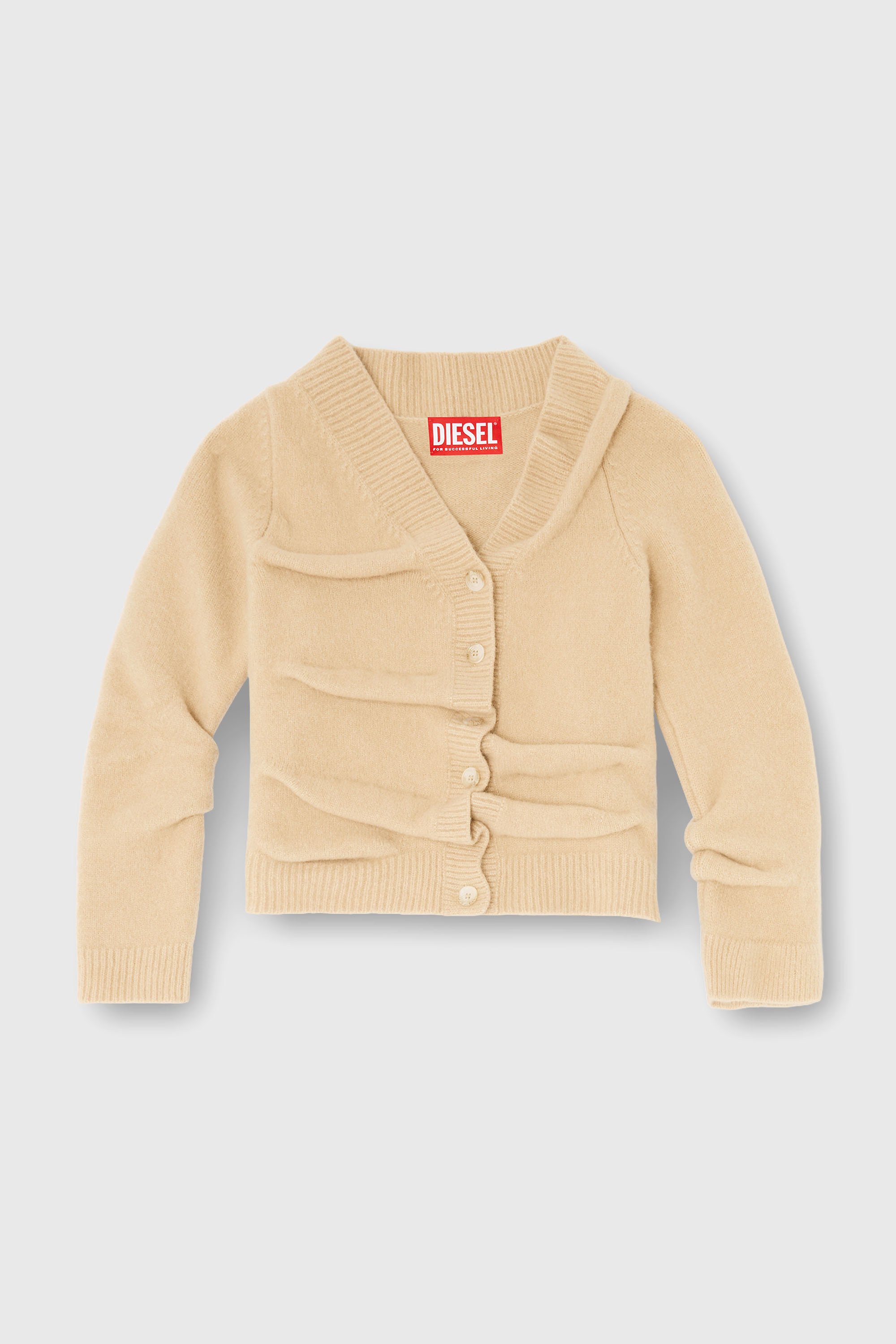 Diesel - M-AVA, Cardigan court en maille bouillie froiss&eacute;e Femme in Beige - 1