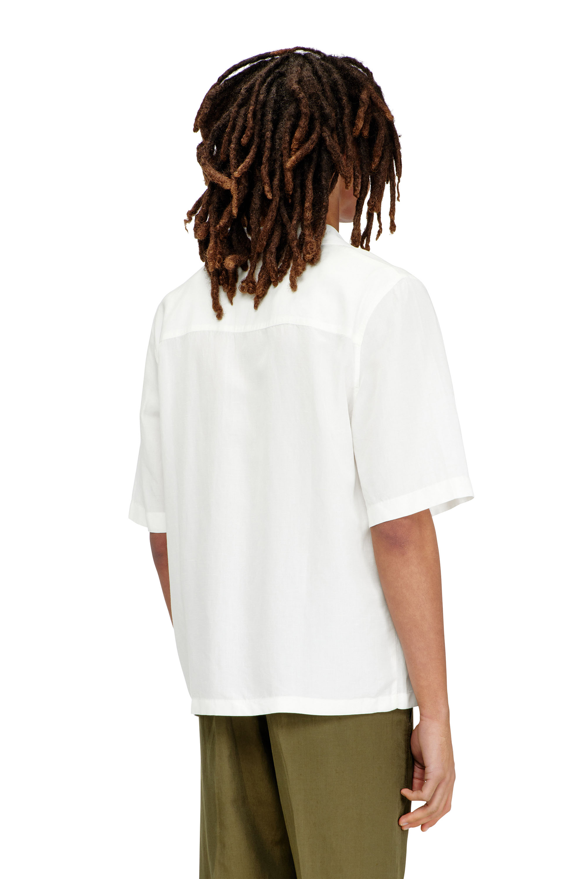 Diesel - S-BRACK-PGBS, Herren Kurzarmhemd aus Leinenmischung in Wei&szlig; - 4