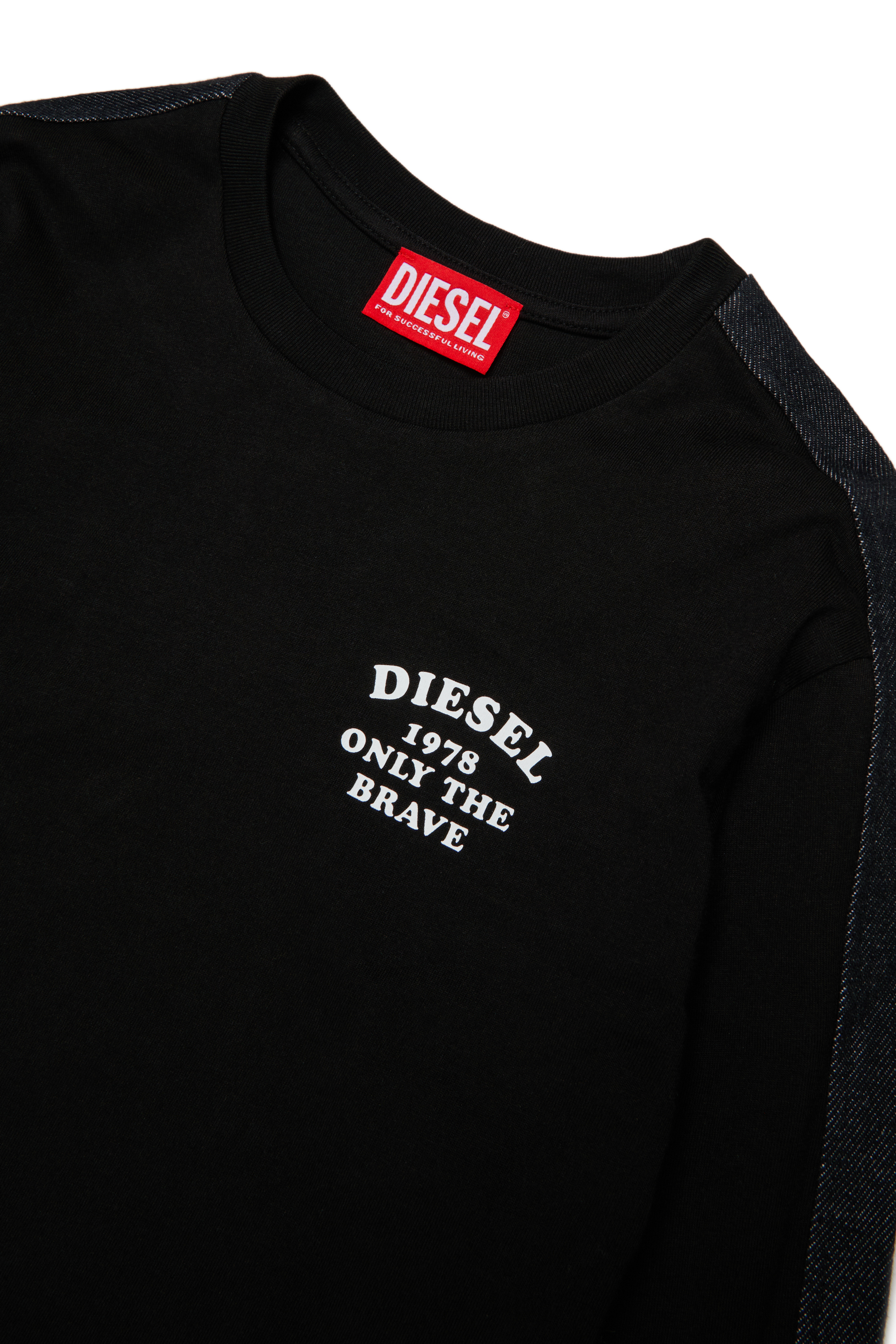 Diesel - TEAN OVER, Herren Langarmshirt mit Logo und Kontraststreifen in Schwarz - 3
