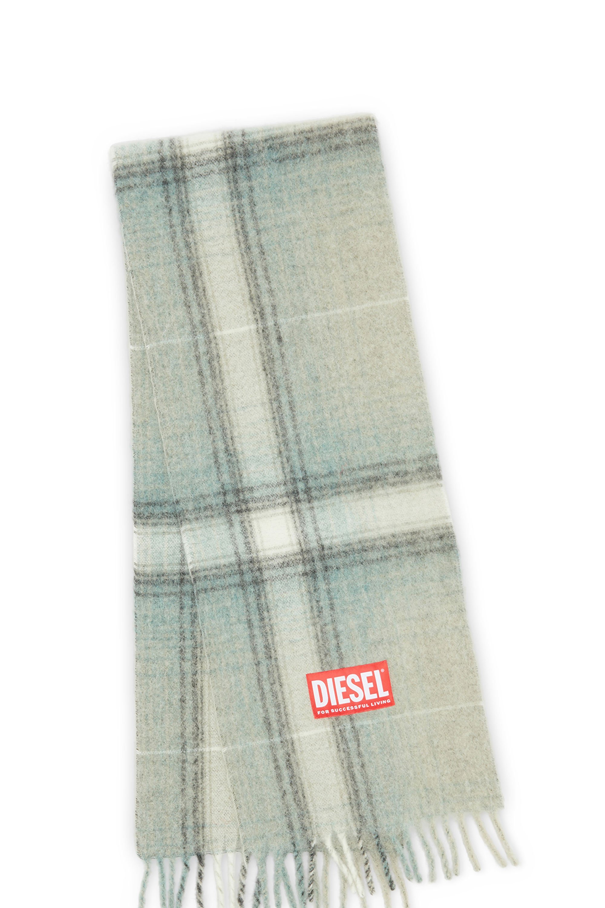 Diesel - S-BESTRO, Écharpe à carreaux en laine et alpaga Homme in Gris - 3