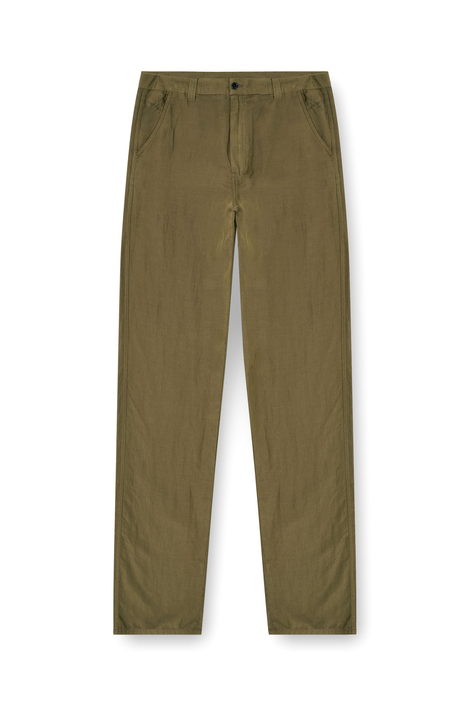 Diesel - P-HANT-CHINO-PGBS, Pantaloni in misto lino a gamba larga Uomo in Verde - 3