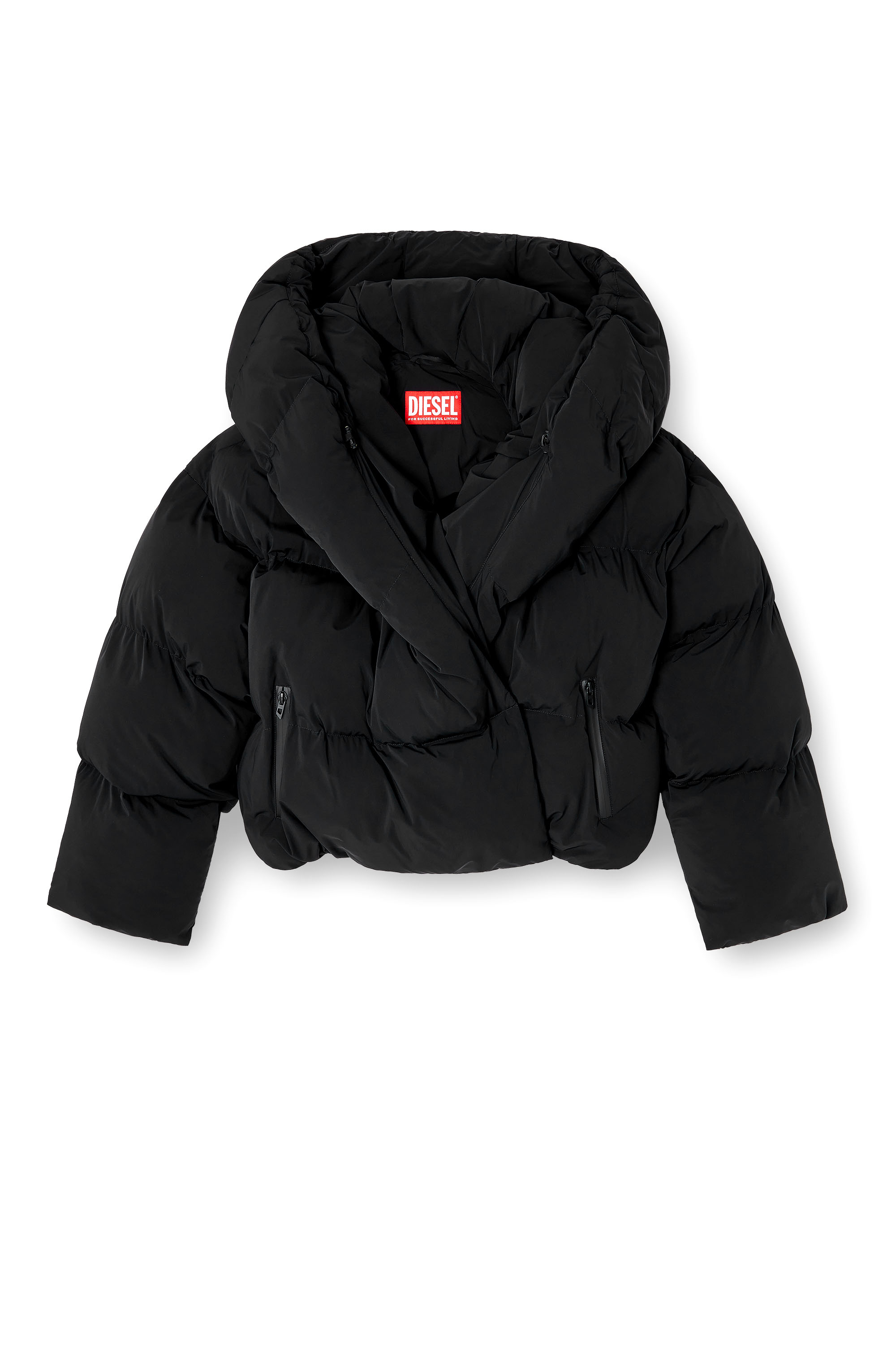 Diesel - W-ILEY-T1, Damen Wickel-Daunen-Jacke aus Bi-Stretch-Nylon in Schwarz - 3