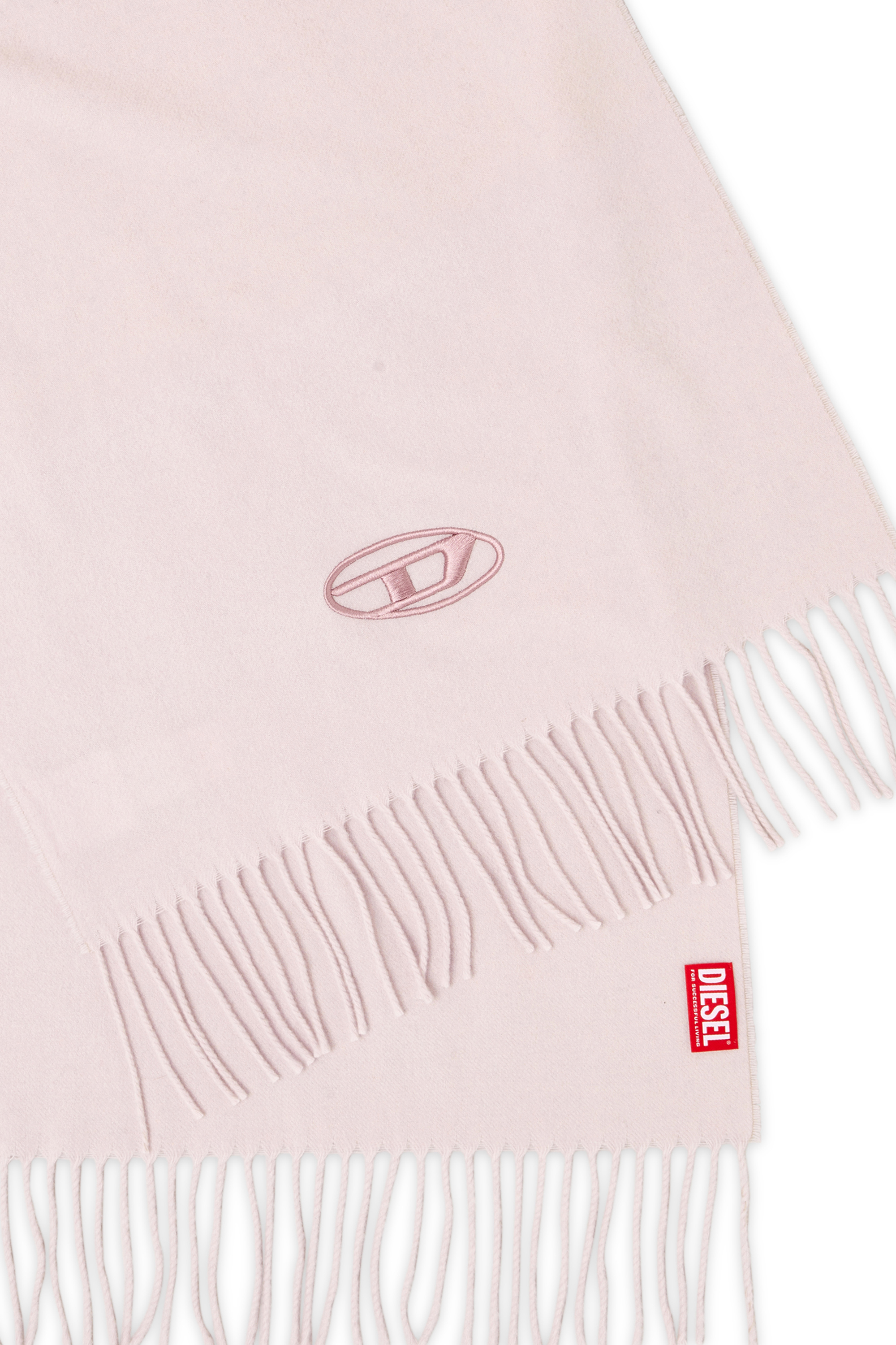 Diesel - S-IMON-D-LONG, &Eacute;charpe en m&eacute;lange de laine &agrave; bords frang&eacute;s Homme in Rose - 3