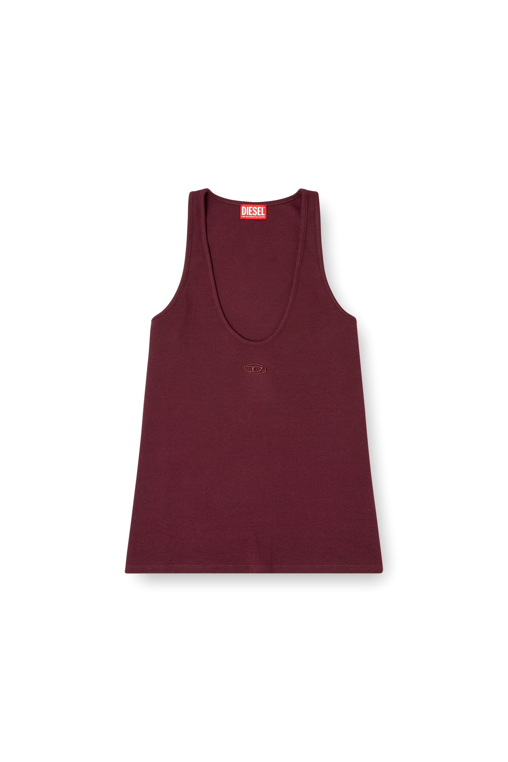 Diesel - FR-T-IPSYA, Débardeur burgundy avec détail Oval D Femme in Rouge - 2