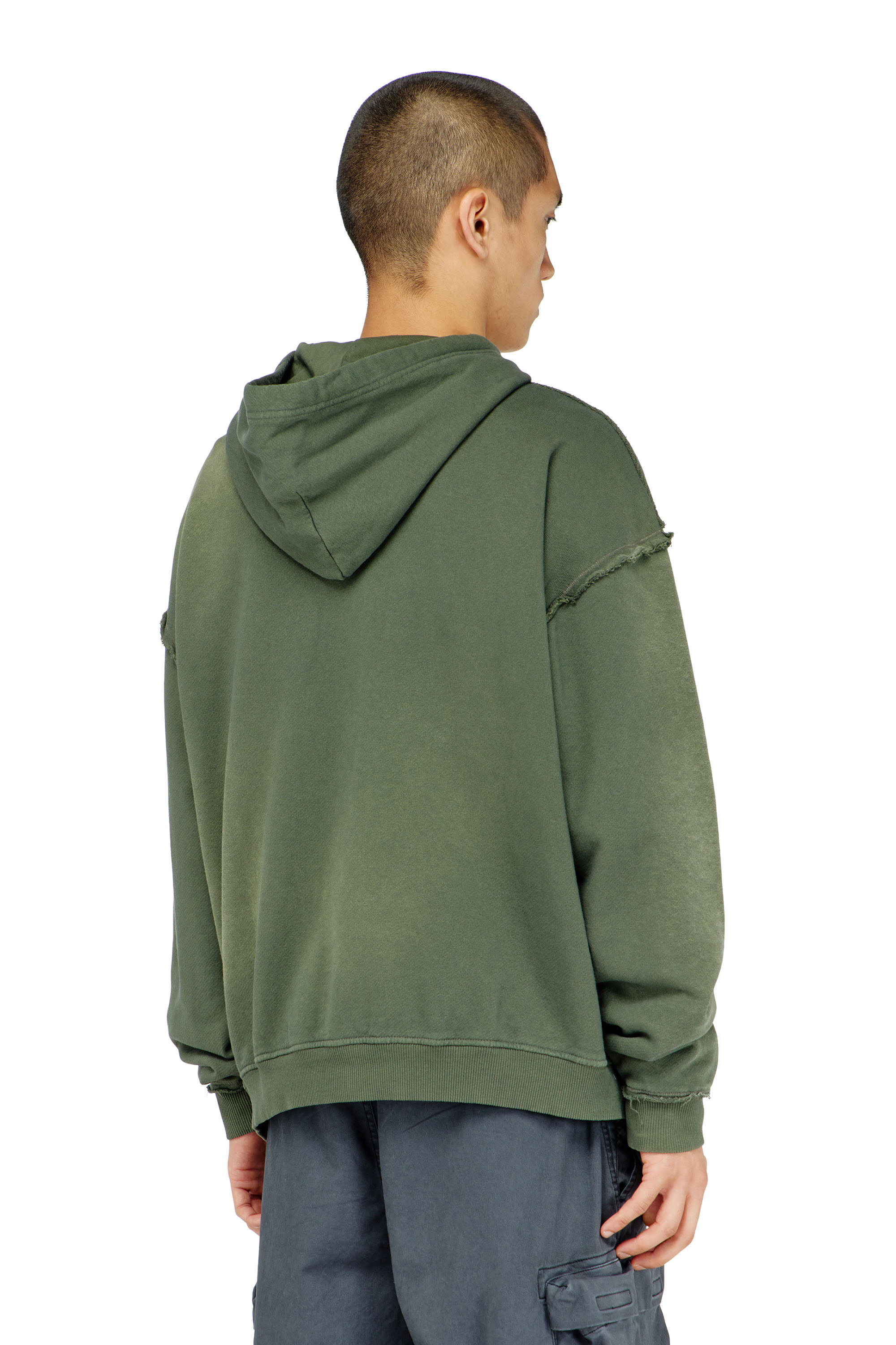 Diesel - S-POCK-HOOD, Hoodie in cotone faded con dettagli sfrangiati Uomo in ToBeDefined - 4