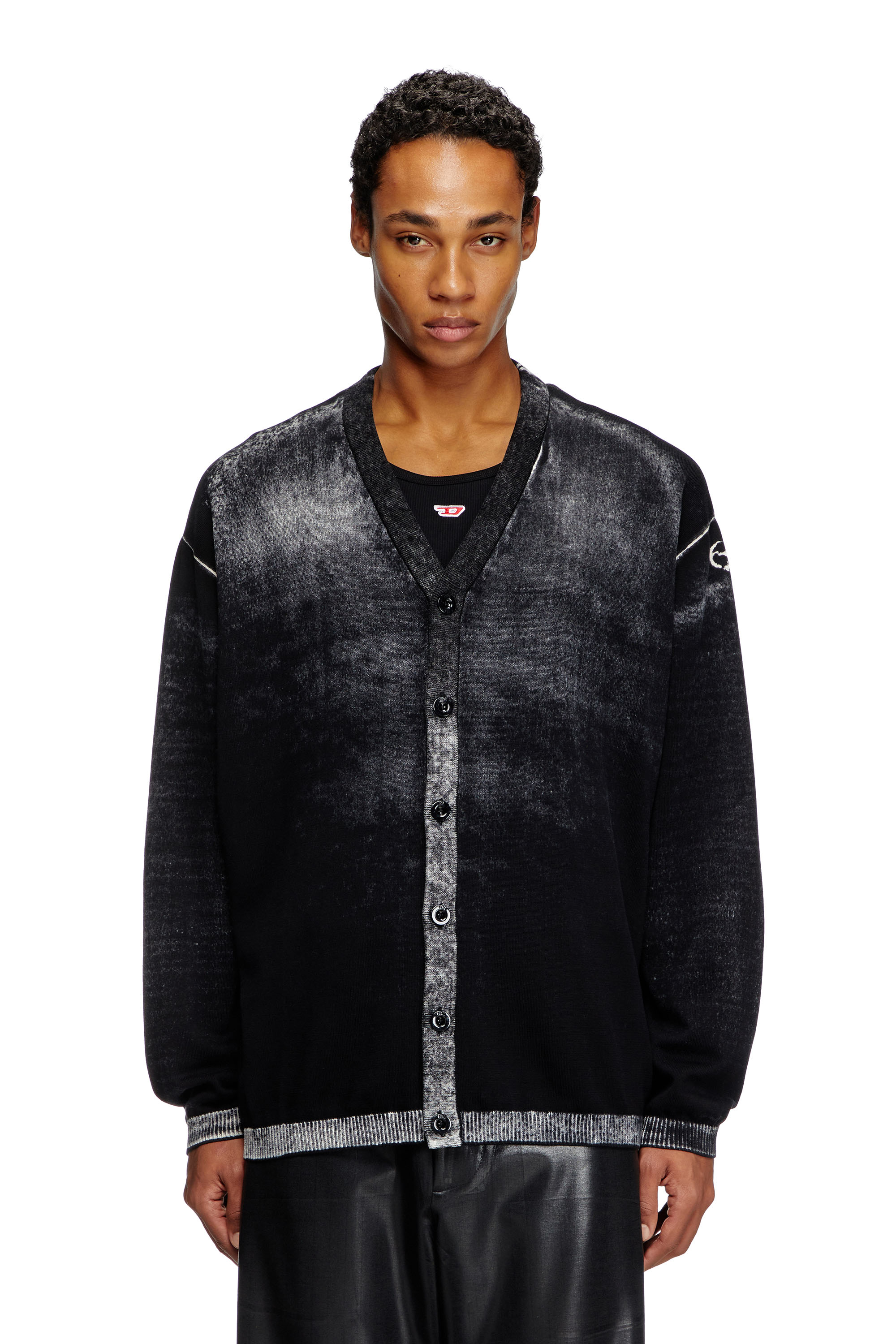 Diesel - K-LARENCE-CARDIGAN-B, Herren Cardigan aus Baumwolle mit Innen-Print in Schwarz - 3