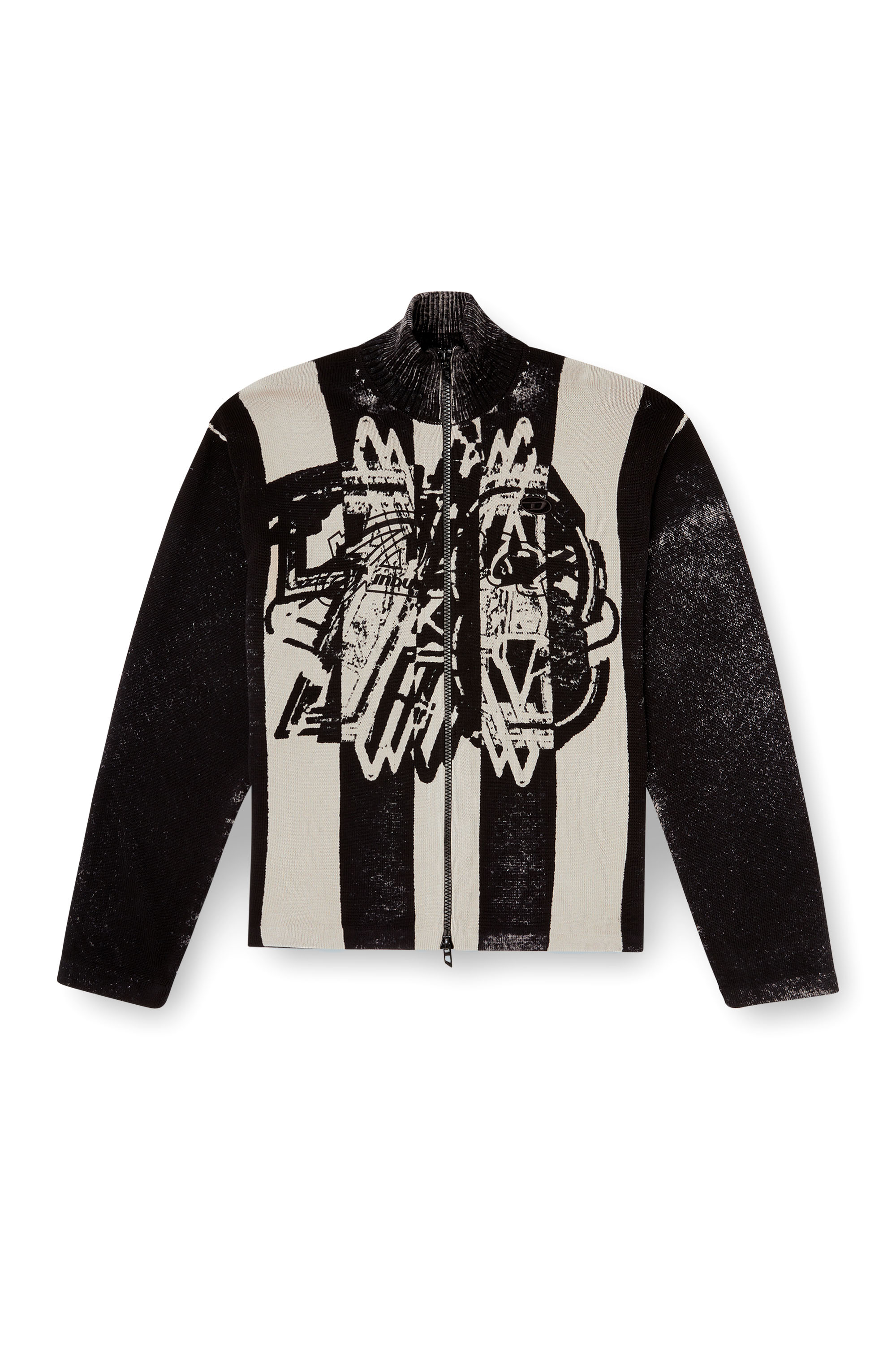 Diesel - K-OLIBA-JKT, Herren Gestreifter Reißverschluss-Cardigan mit Innen-Print in null - 3