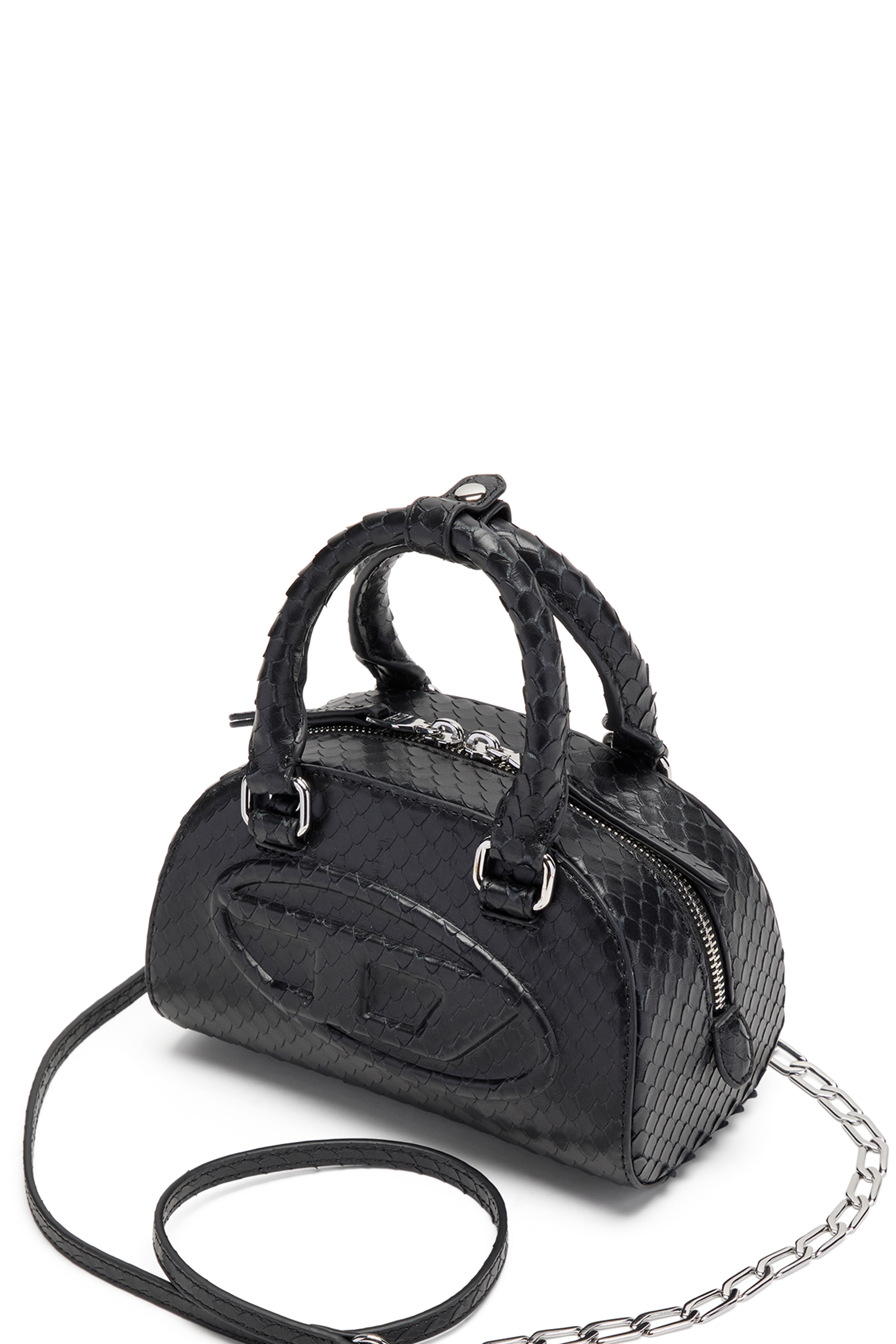 Diesel - 1DR DOME CROSSBODY, 1DR Dome-Borsa bowling mini in pelle effetto snake Donna in Nero - 3