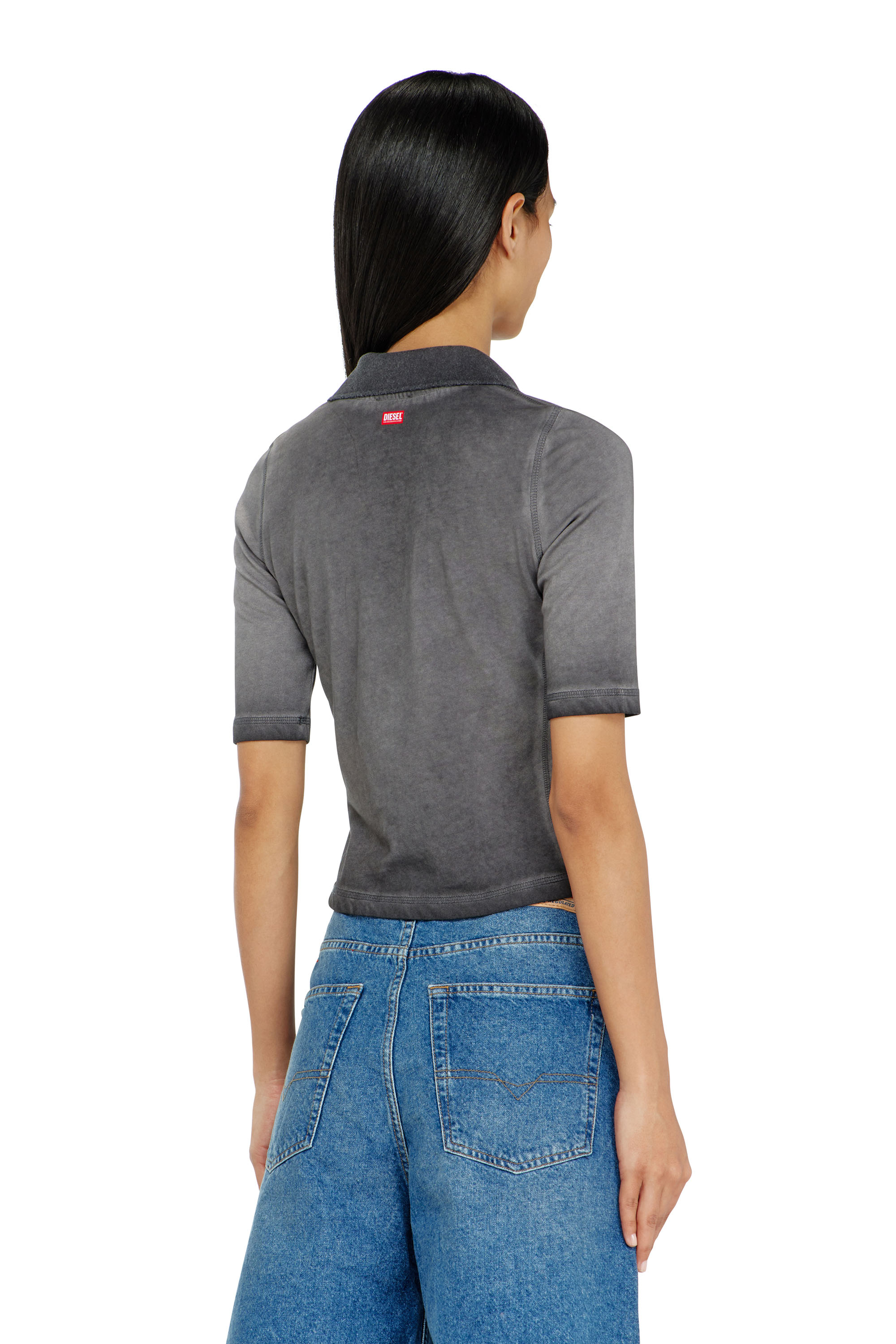 Diesel - T-BEA, Polo slim con stampa d&eacute;vor&eacute; Donna in ToBeDefined - 4