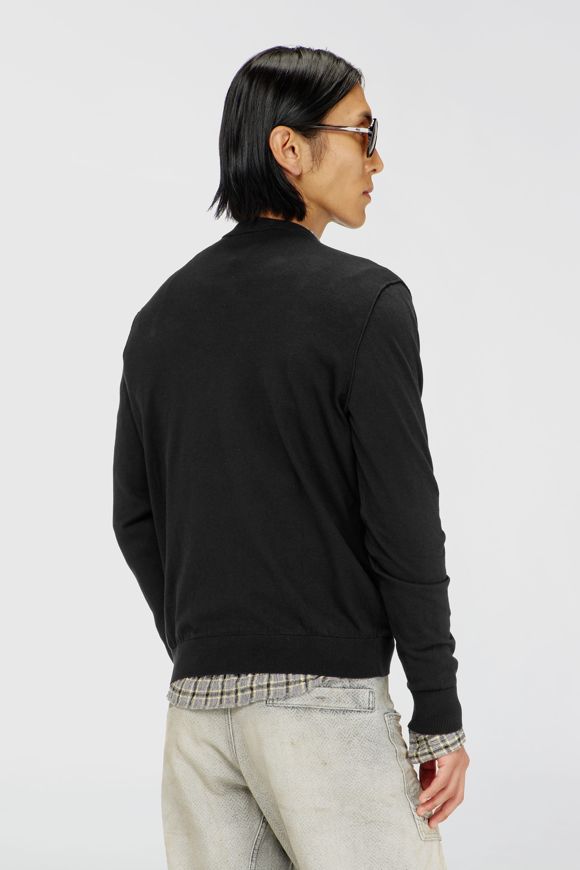 Diesel - K-FREEX-VNECK-TAG-T92, Maglia in cotone con logo Oval D tono su tono Uomo in Nero - 4