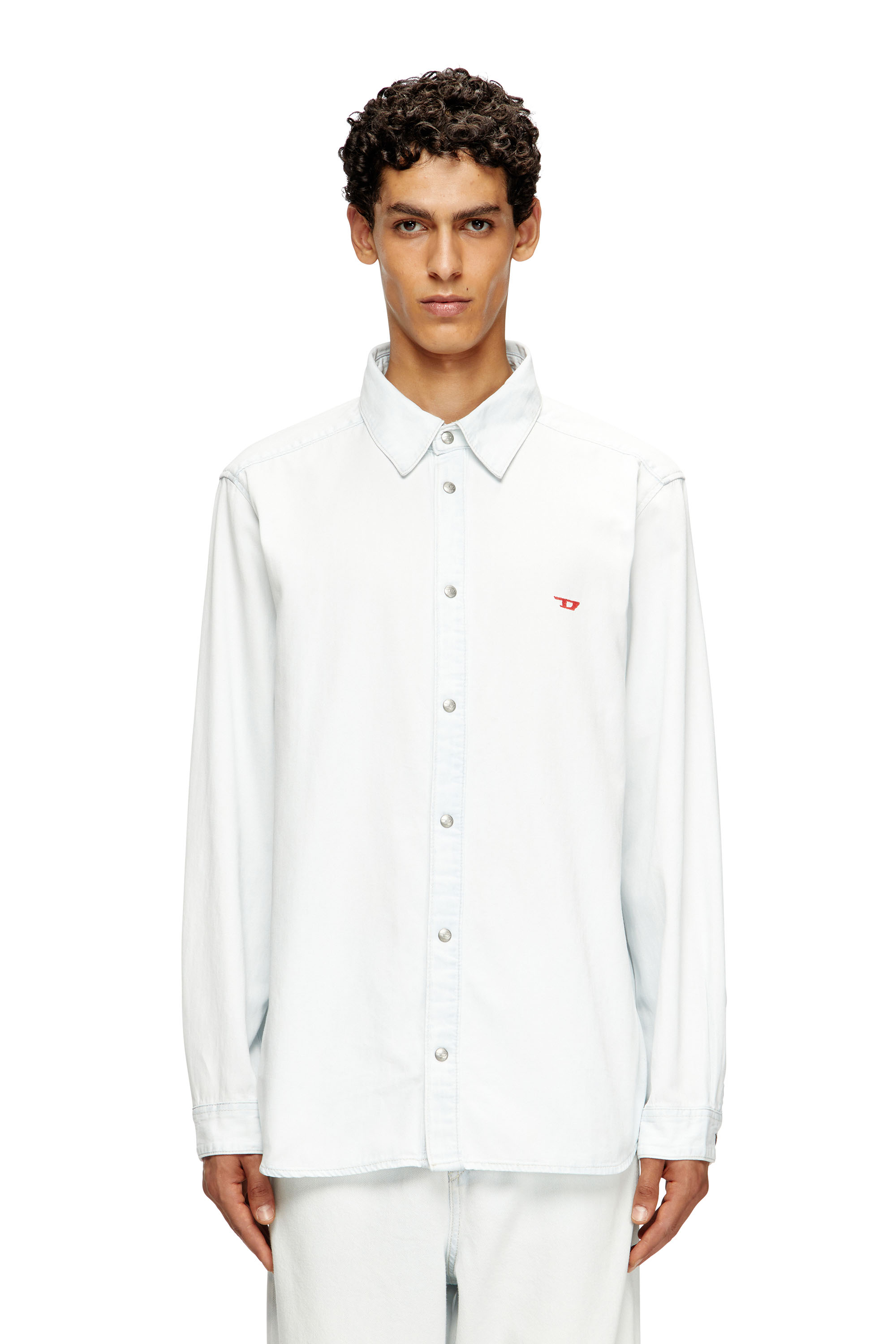 Diesel - D-SIMPLY, Camicia in denim effetto bleach Uomo in Blu - 1