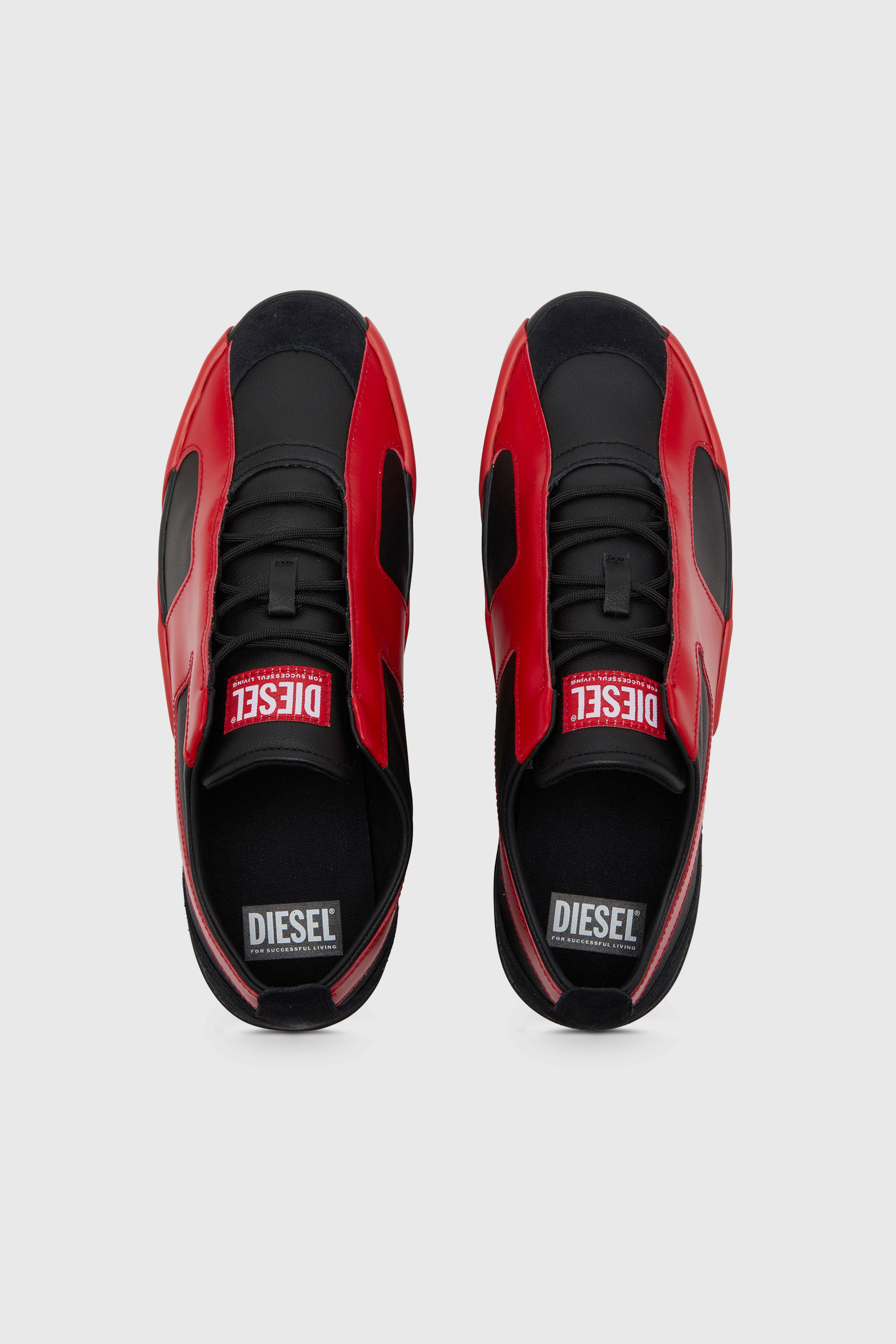 Diesel - S-SLANTE-D LOW, Herren S-Slante-D-Sneaker aus Wildleder und Leder mit D-Logo in Schwarz/Rot - 4