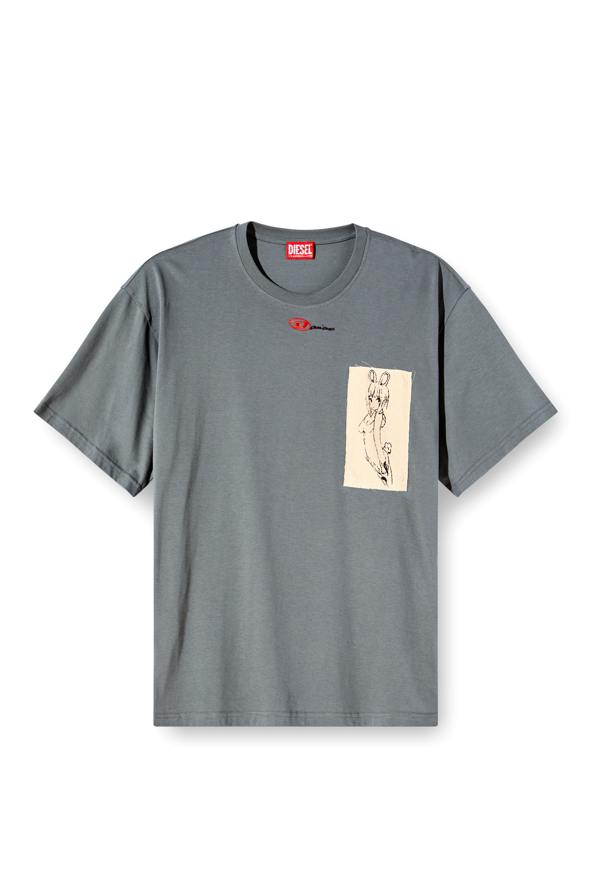 Diesel - T-BOXT-1P-DD, T-shirt con patch tattoo Unisex in Grigio - 6