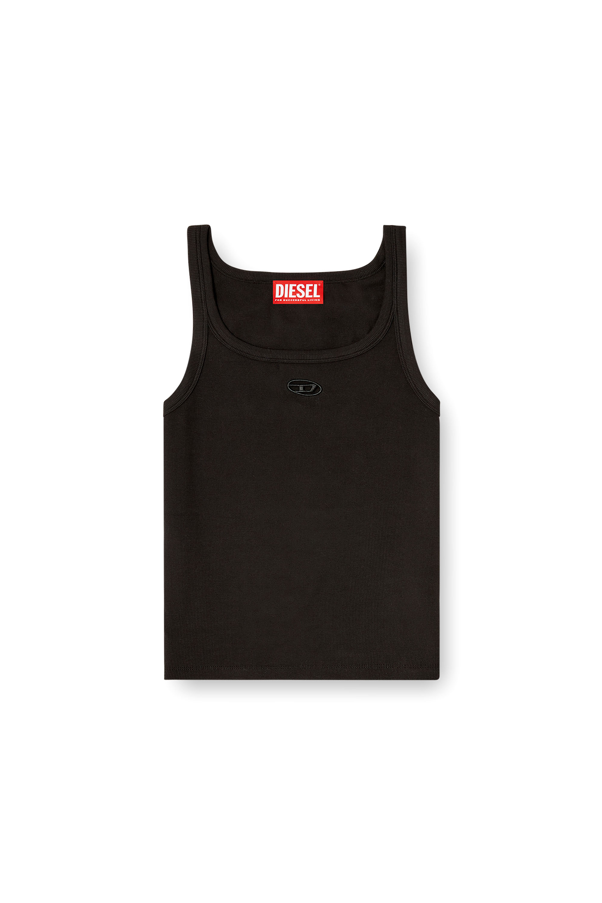 Diesel - T-WIFE-OD, Damen Schmales Tanktop mit lasergeschnittenem Oval D in Schwarz - 3