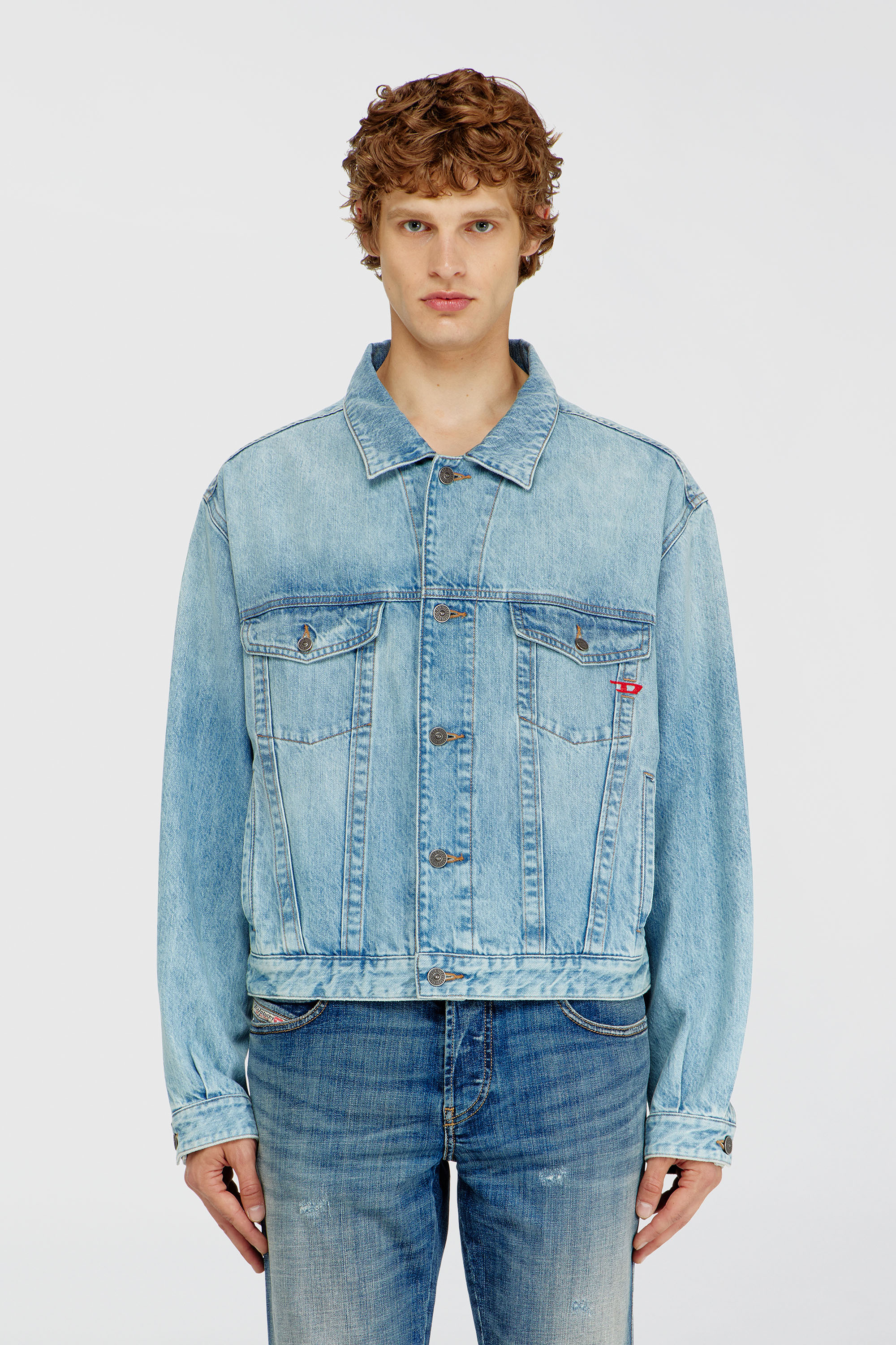 Diesel - D-RANGER, Unisex's Trucker jacket in denim in Light Blue - 1