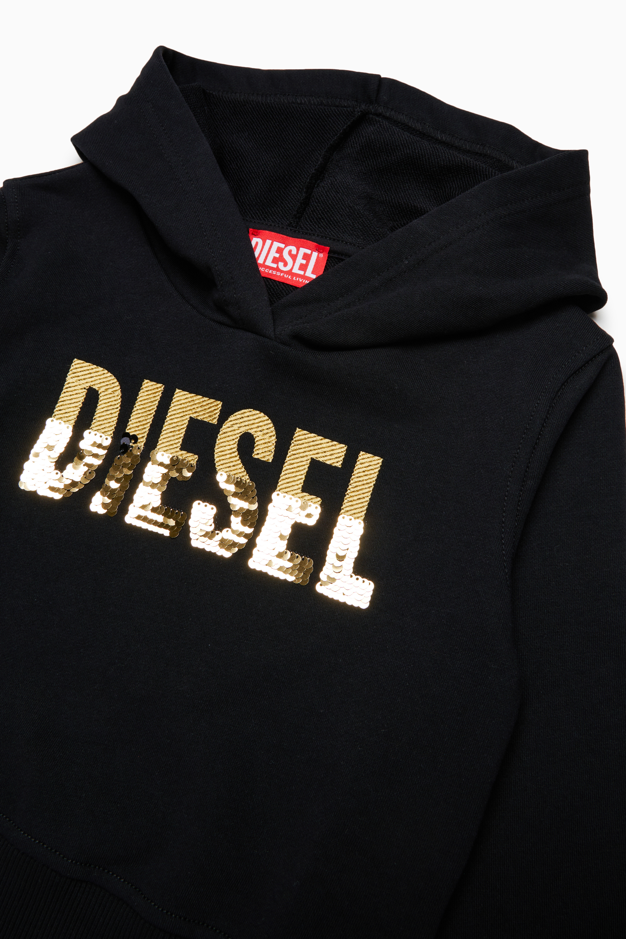 Diesel - SPALLYHOOD, Damen Hoodie mit Pailletten-Logo in Schwarz - 3