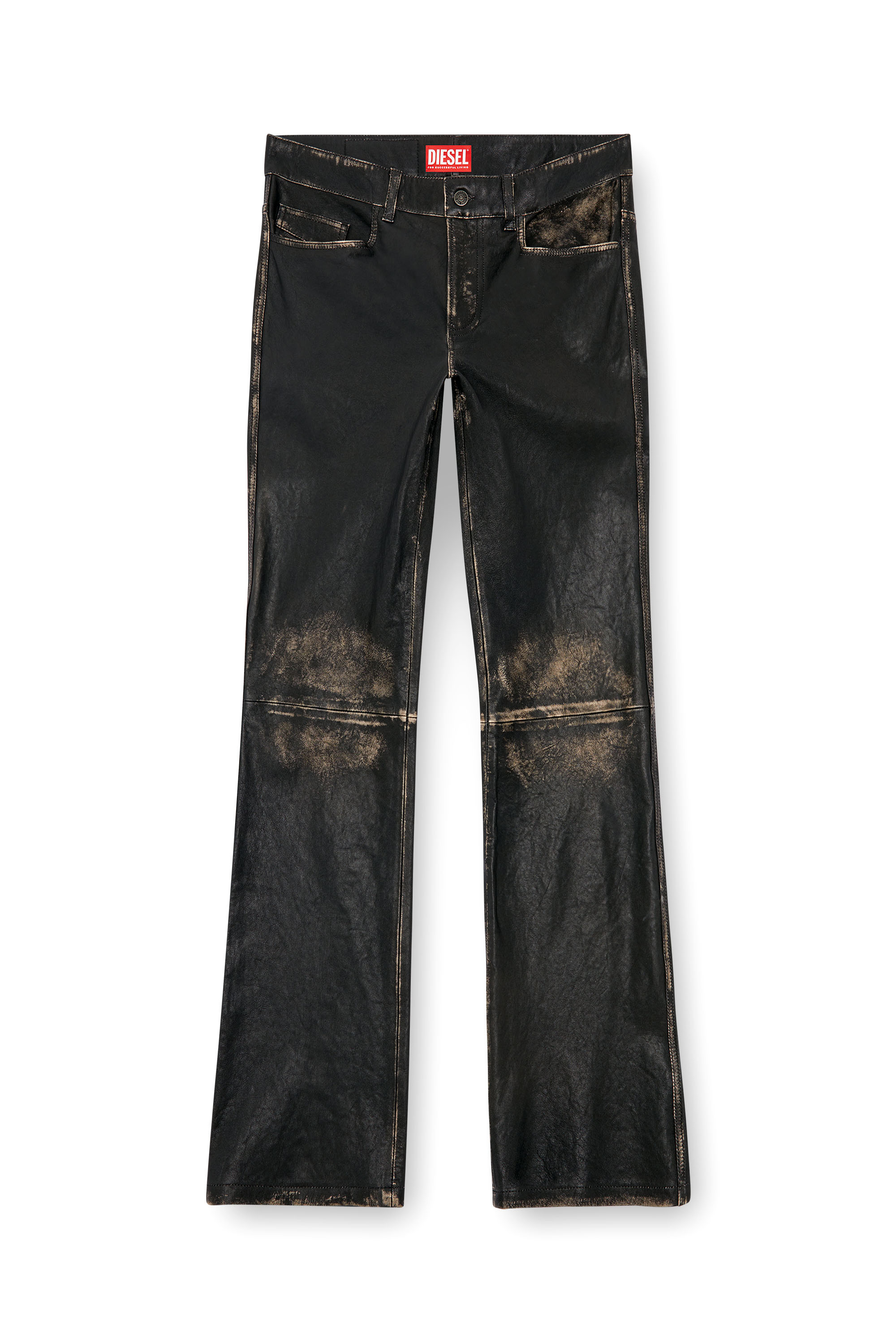 Diesel - P-BLIXIA, Man Distressed leather pants in Black - Image 3