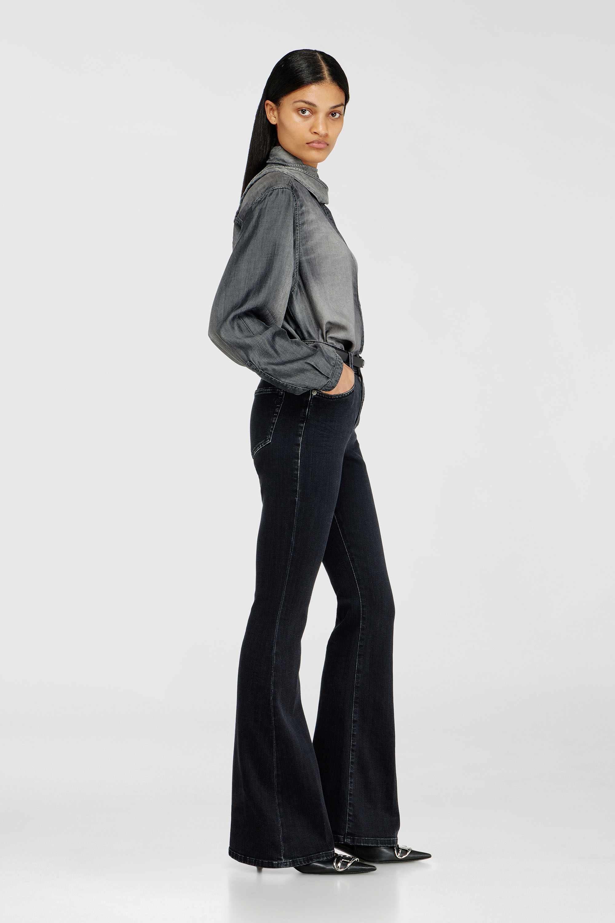 Diesel - Woman's Bootcut Jeans 1973 D-Partt 09P75, Black/Dark grey - 1