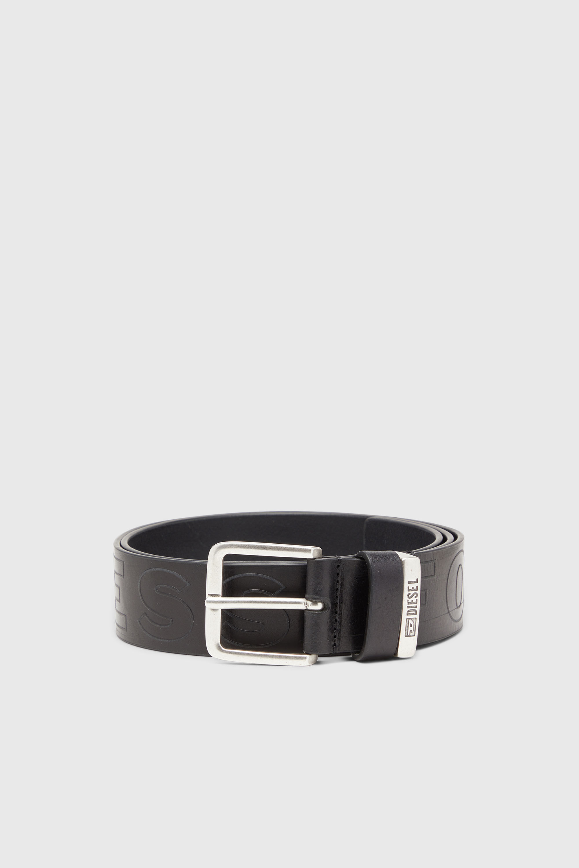 Diesel - B-FSL-OUTLINE, Ceinture 4 cm en cuir avec lettrage en relief Homme in Noir - 1
