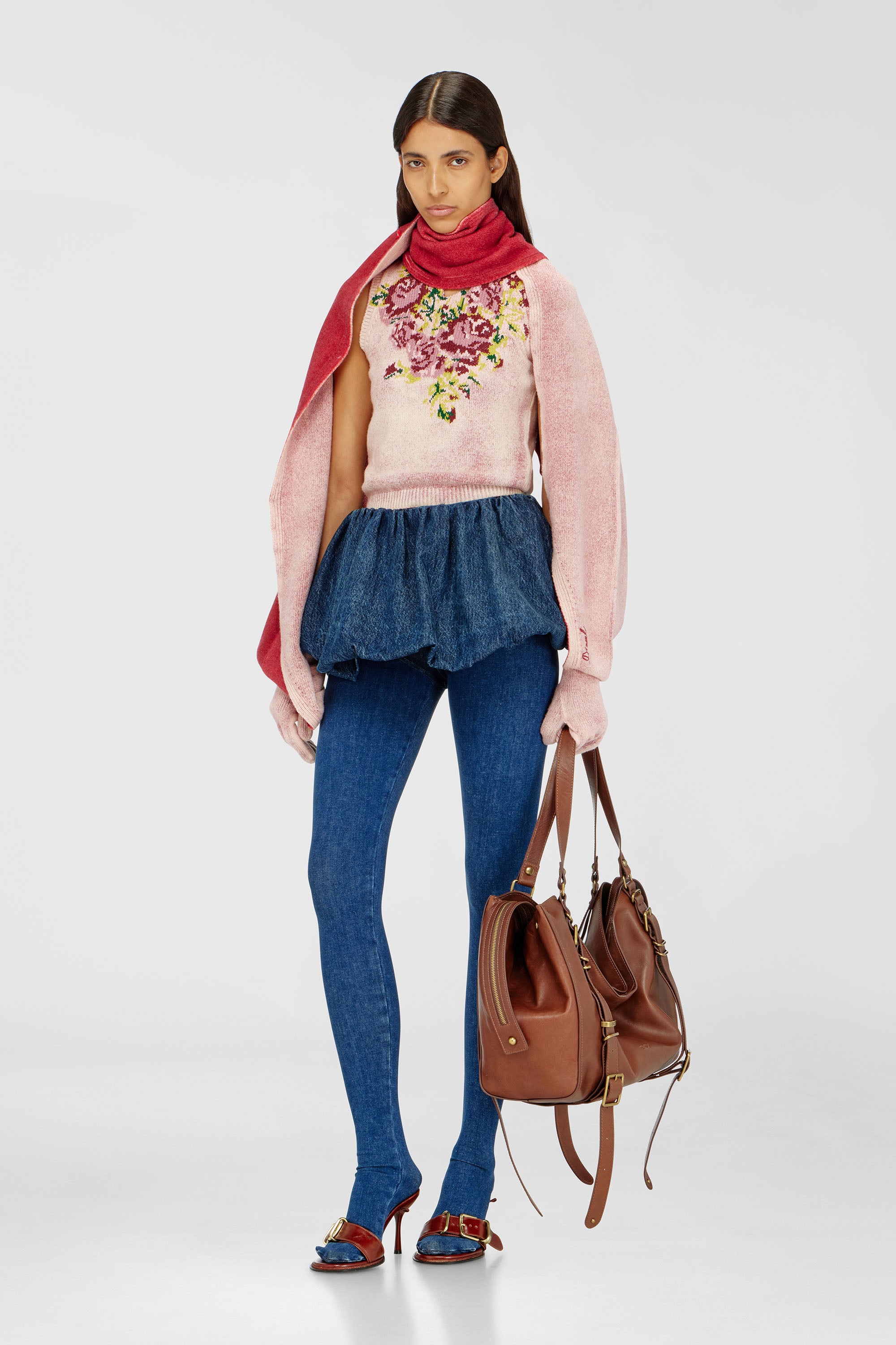 Diesel - K-EVIN, Guanto-sciarpa ibrido in lana bicolore Unisex in Rosa - 1