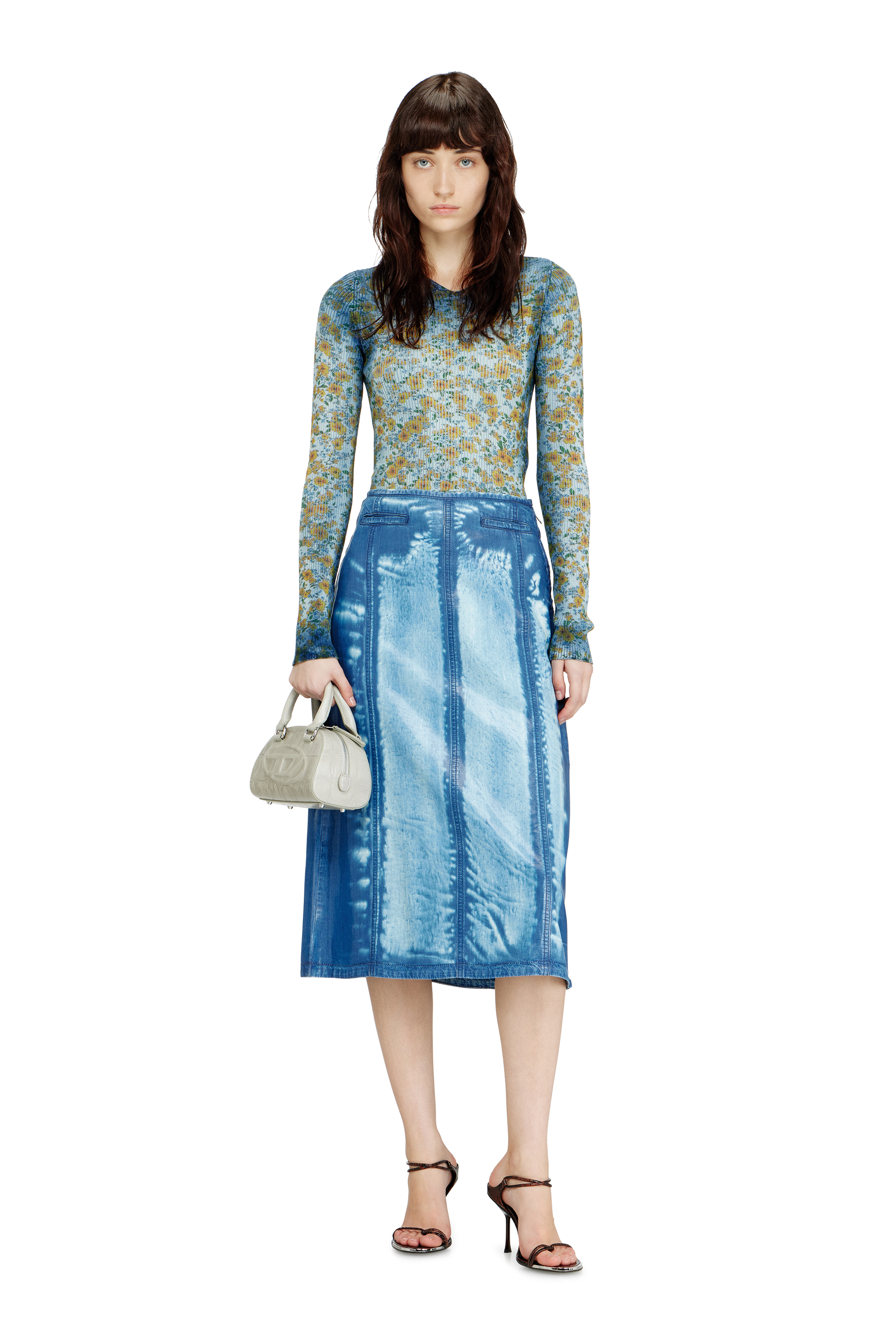 Diesel - 1DR DOME CROSSBODY, 1DR Dome-Mini sac bowling en cuir effet croco Femme in Gris - 3