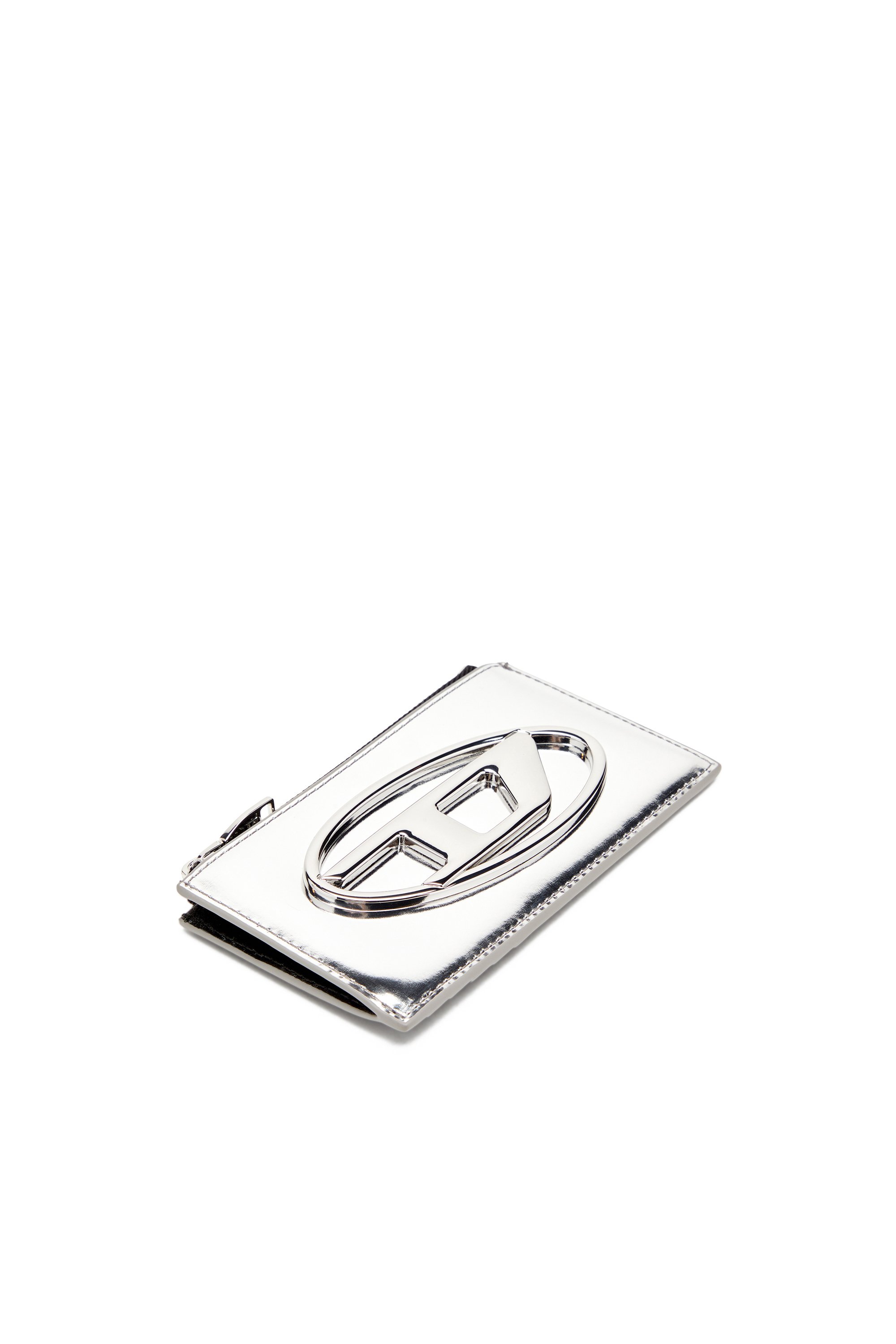 Diesel - 1DR CARD HOLDER III, Porte-cartes en cuir effet miroir Femme in Gris argenté - 4