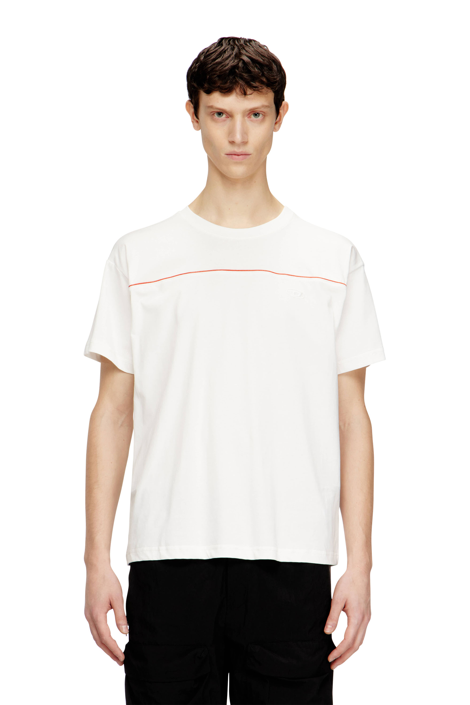 Diesel - T-NORM-PIPING, T-shirt con profili a contrasto Uomo in Bianco - 1
