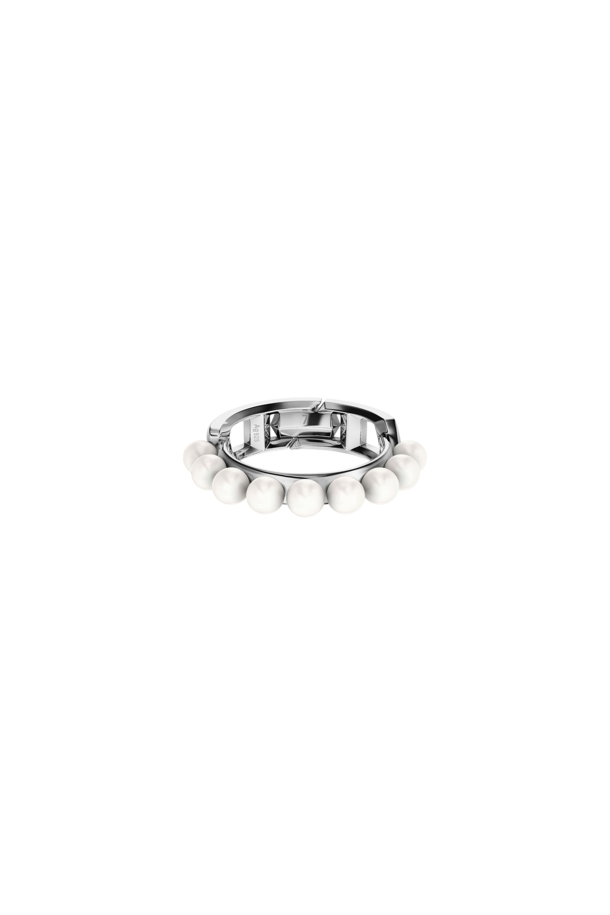 Diesel - DL1370040 STERLING SILVER JEWEL, Bague en argent sterling et perle Mixte in Gris argent&eacute; - 2