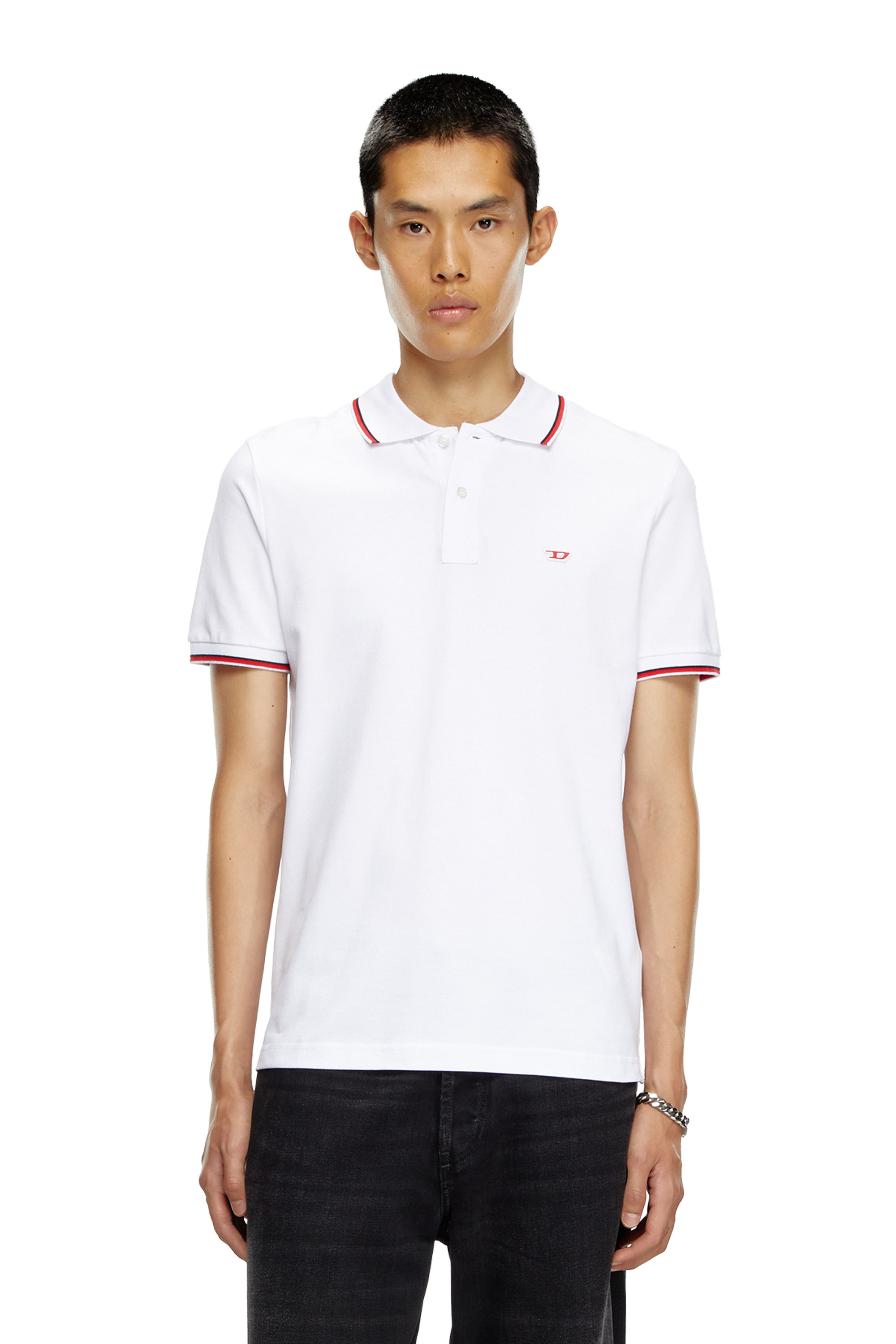 Diesel - T-SMITH-D, Homme Polo avec finitions rayées in Blanc - Image 1