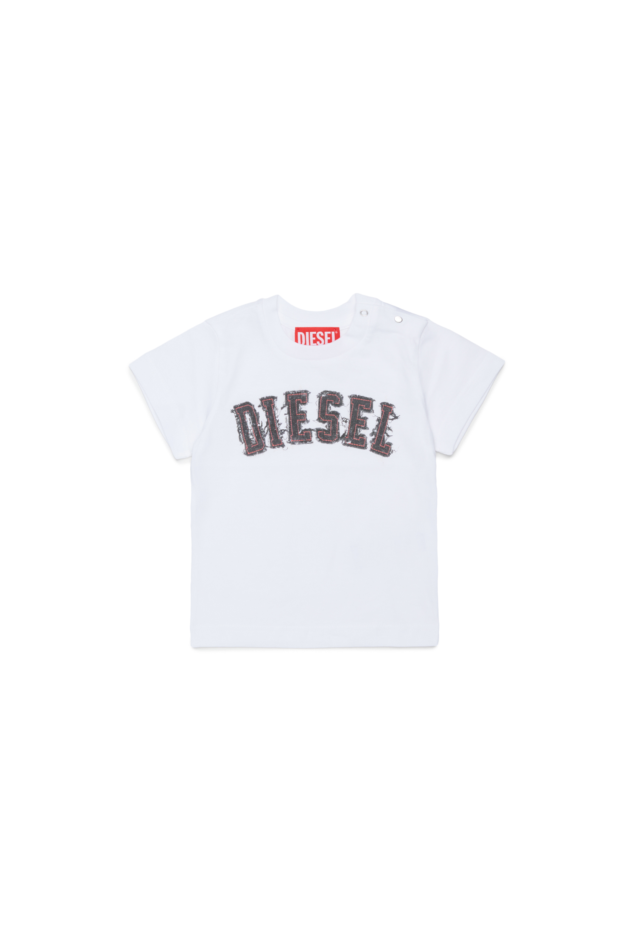 Diesel - TEANSB, T-shirt en coton avec logo effet effiloch&eacute; Homme in Blanc - 1