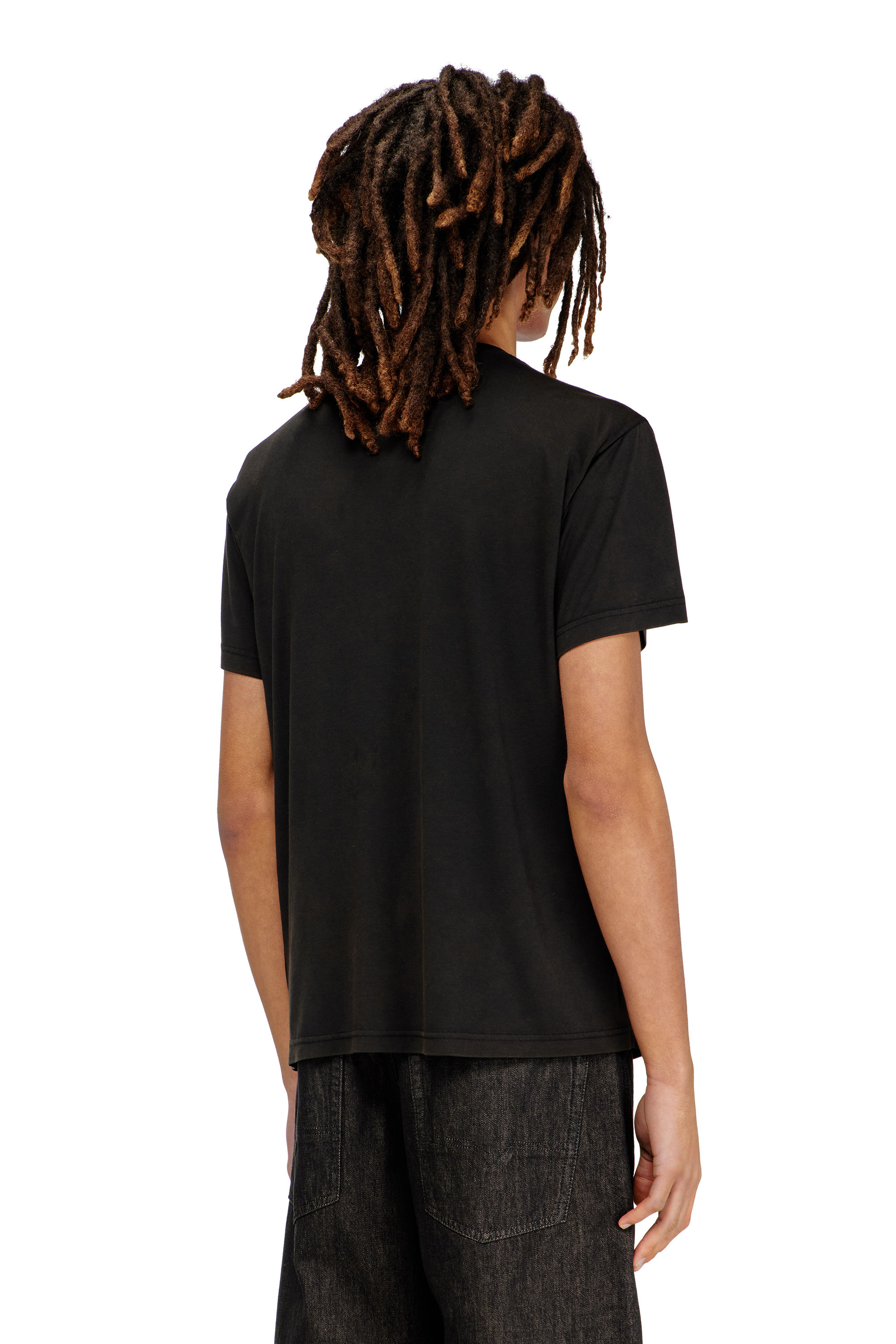 Diesel - T-NORMS, T-shirt fluide avec micro broderie Homme in Noir - 4