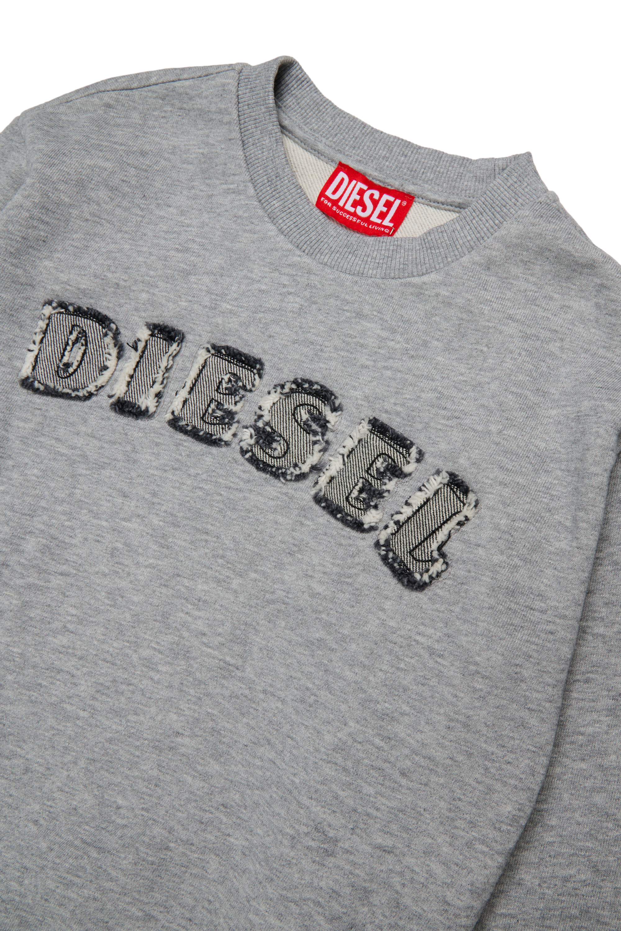 Diesel - SJEANS OVER, Herren Sweatshirt mit ausgefransten Logo-Buchstaben in Grau - 3