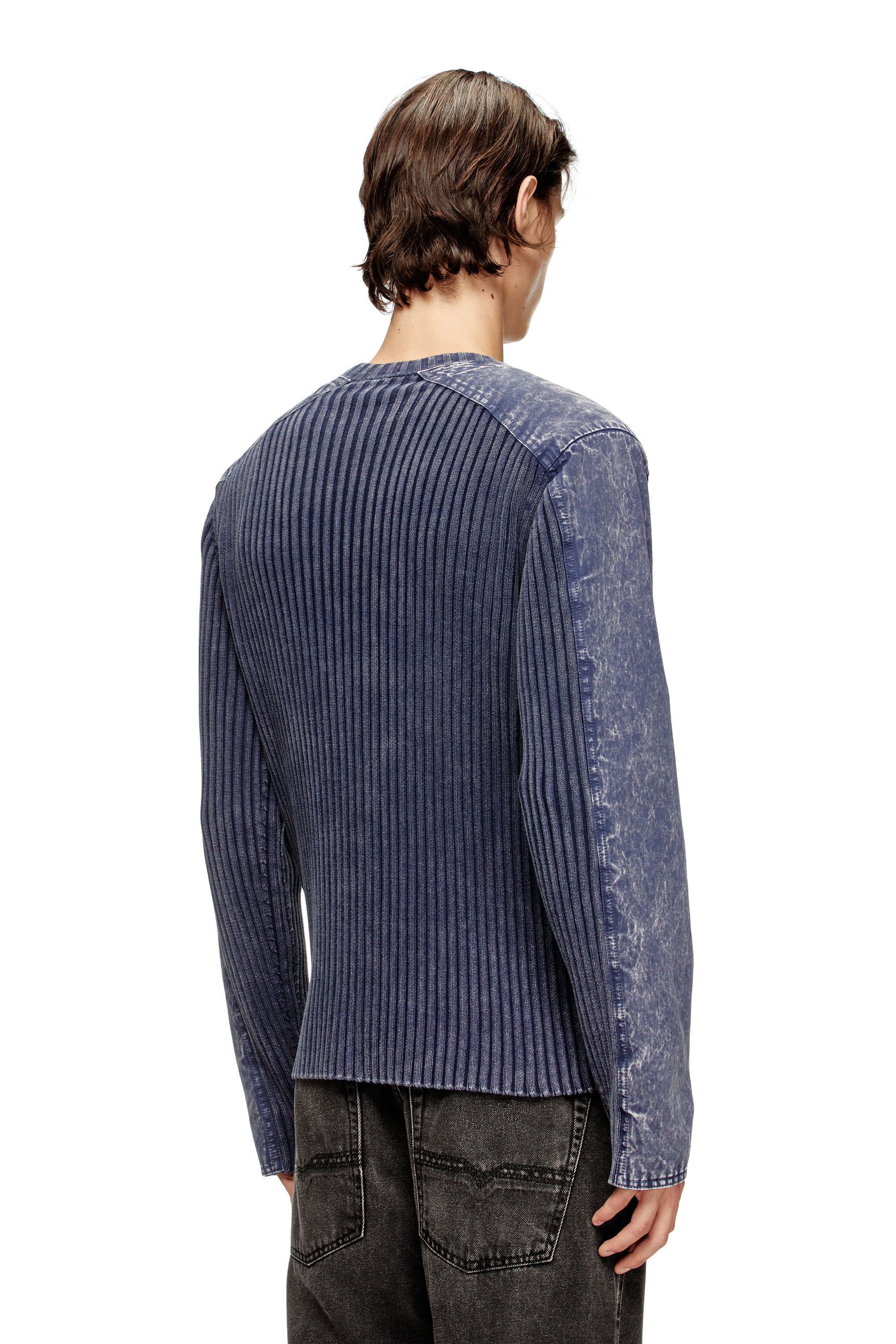 Diesel - K-MATTY, Cardigan con zip e panelli a contrasto Uomo in Blu - 4