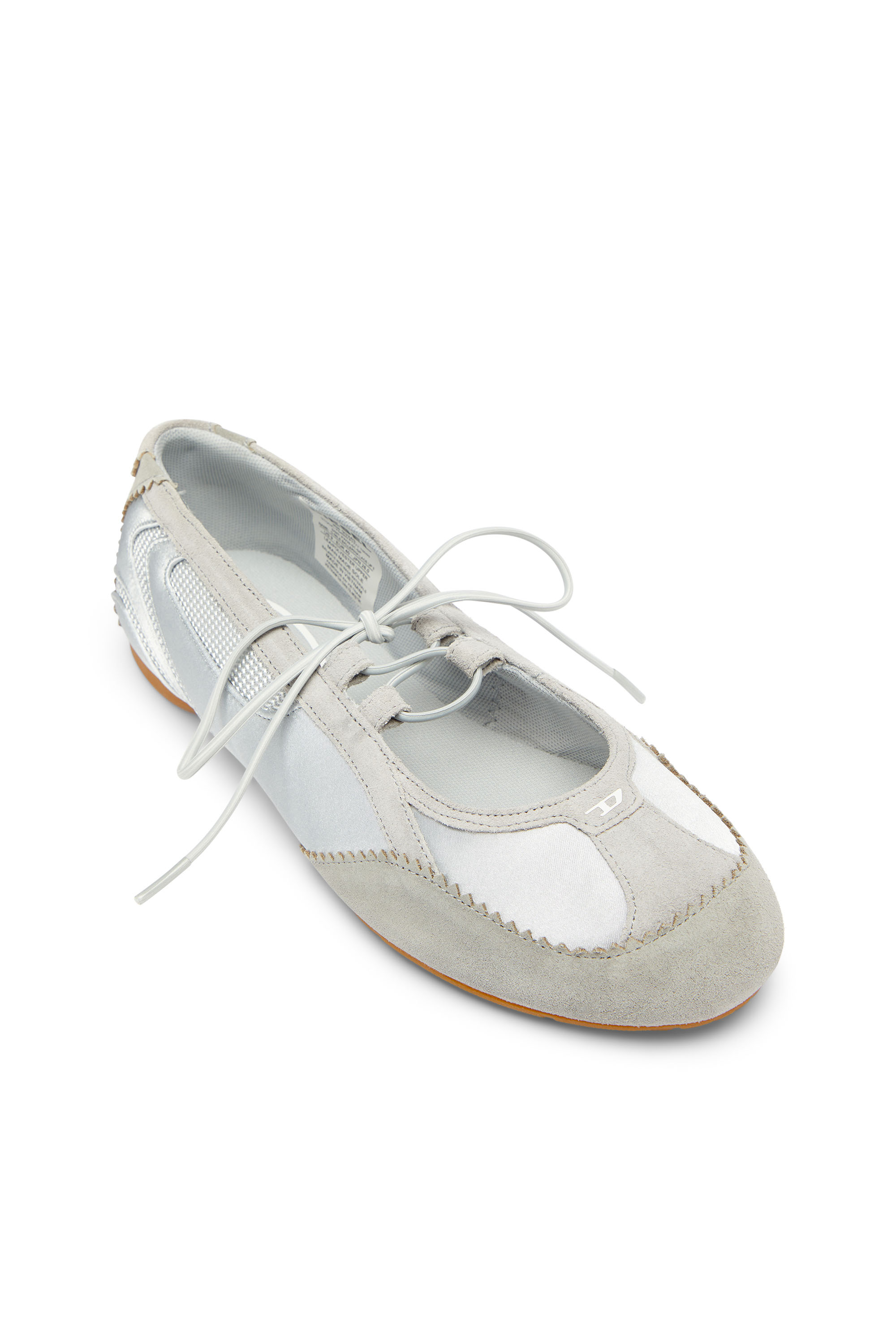 Diesel - D-MILE BALLERINA LACE UP II W, Woman's D-Mile - Ballerina flats in leather and mesh in Light Grey - 6