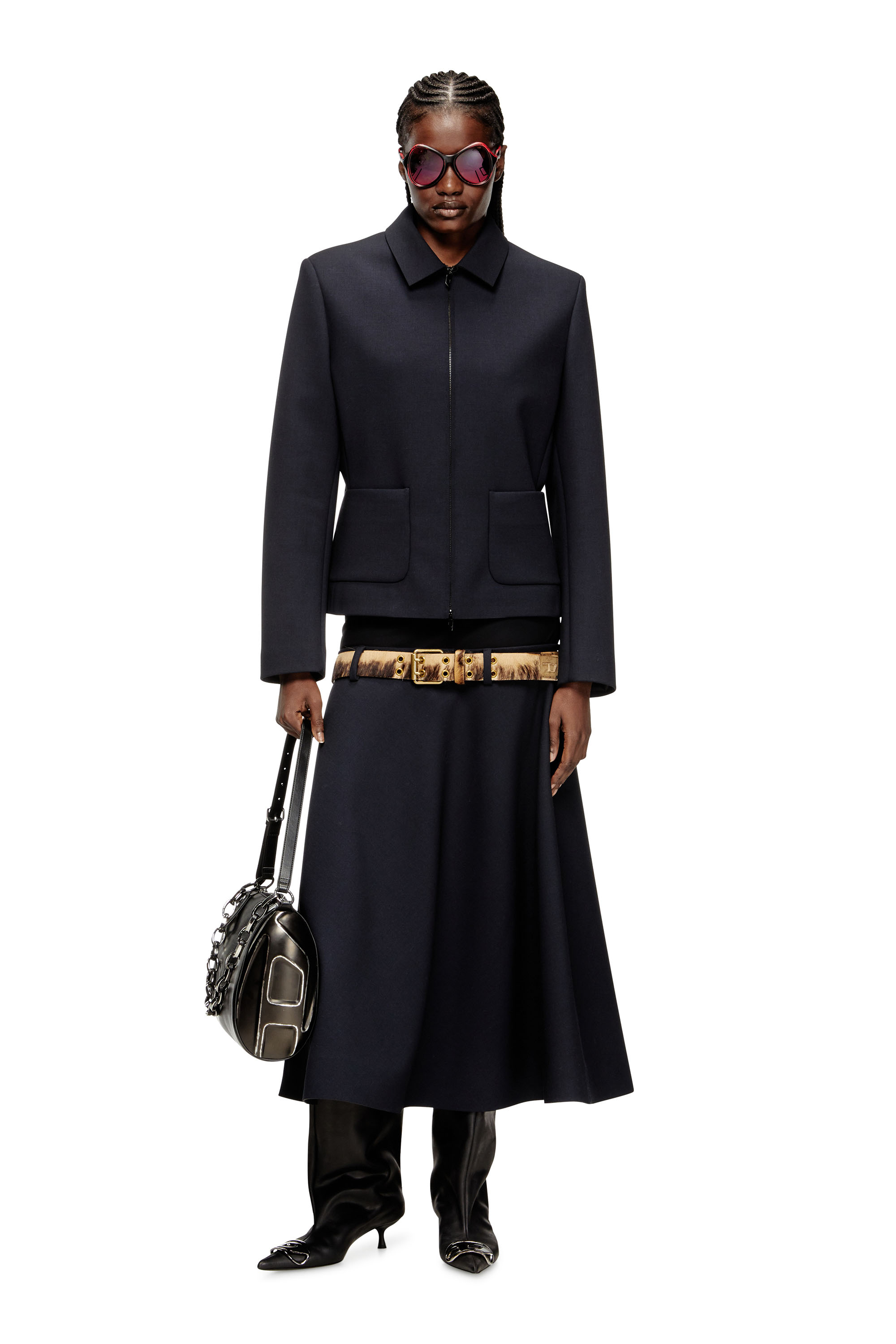 Diesel - D-VENUS 40 KB TUBE, Damen Kniehohe Stiefel aus Fettleder in Schwarz - 6