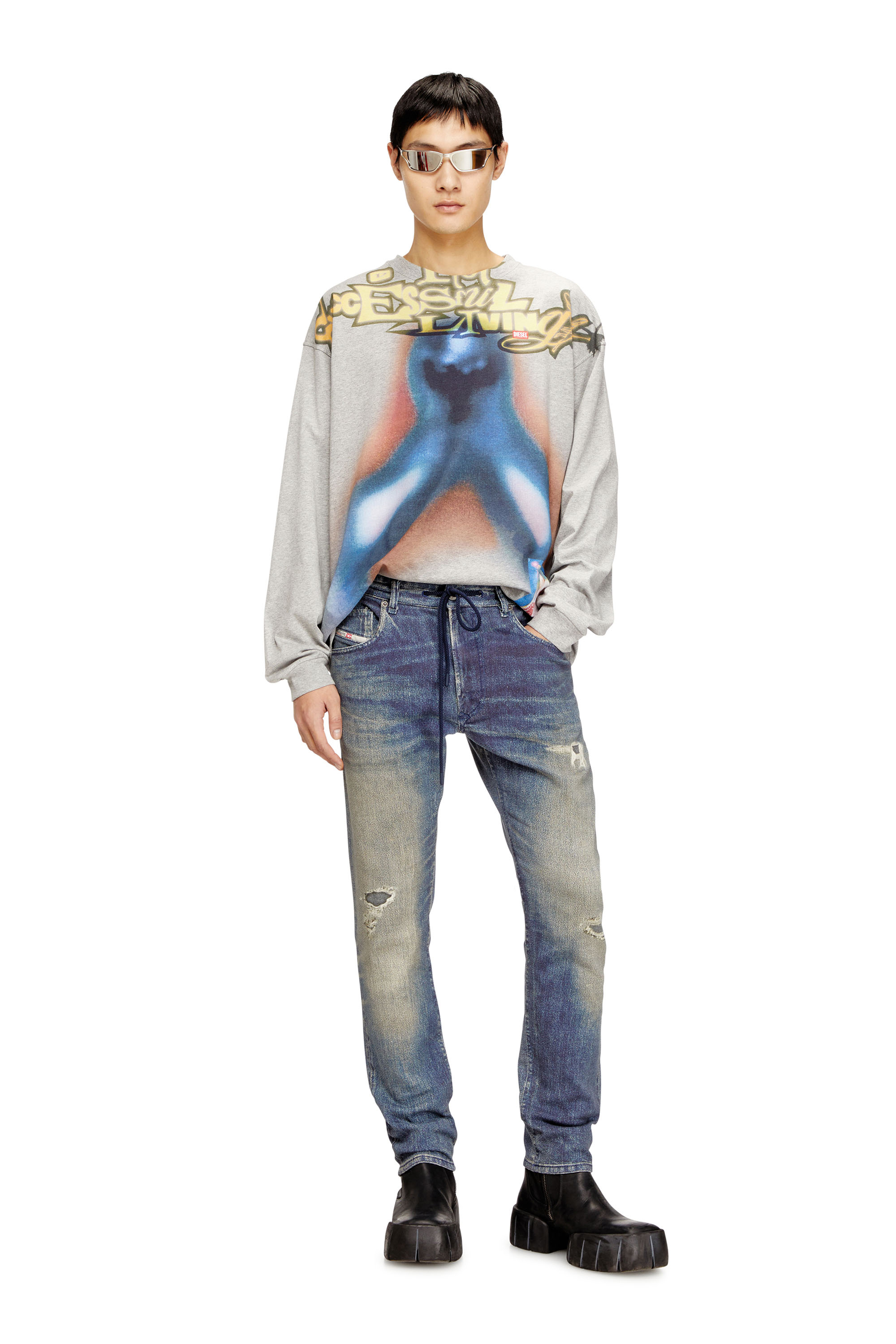 Diesel - Regular 2032 D-Krooley Joggjeans&reg; 068UT Uomo, Blu medio - Image 1