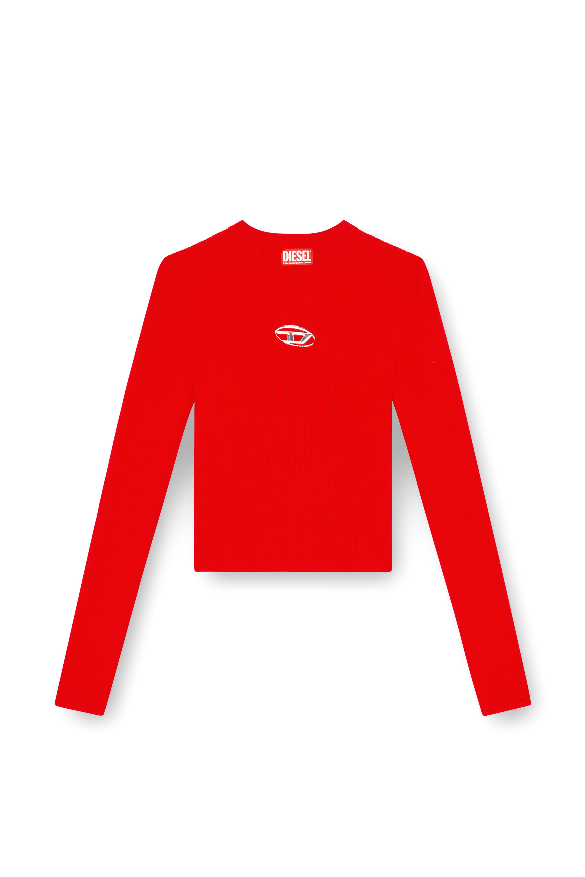 Diesel - M-VALARI, Top en viscose m&eacute;lang&eacute;e c&ocirc;tel&eacute;e avec Oval D Femme in Rouge - 2