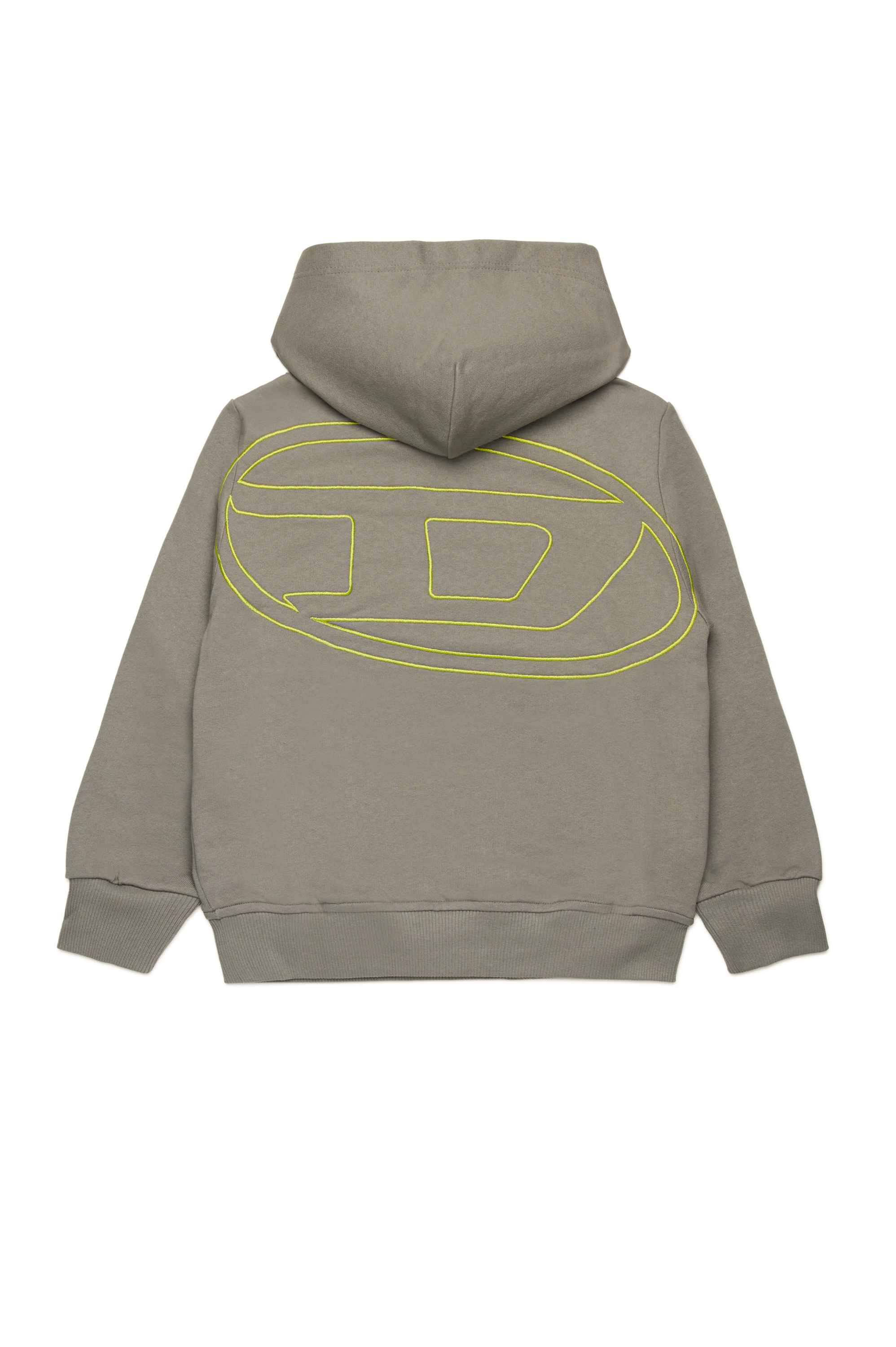 Diesel - SMACSHOODMEGOVALD OVER, Herren Kapuzenpullover mit großer Oval D-Stickerei in Grau - 2