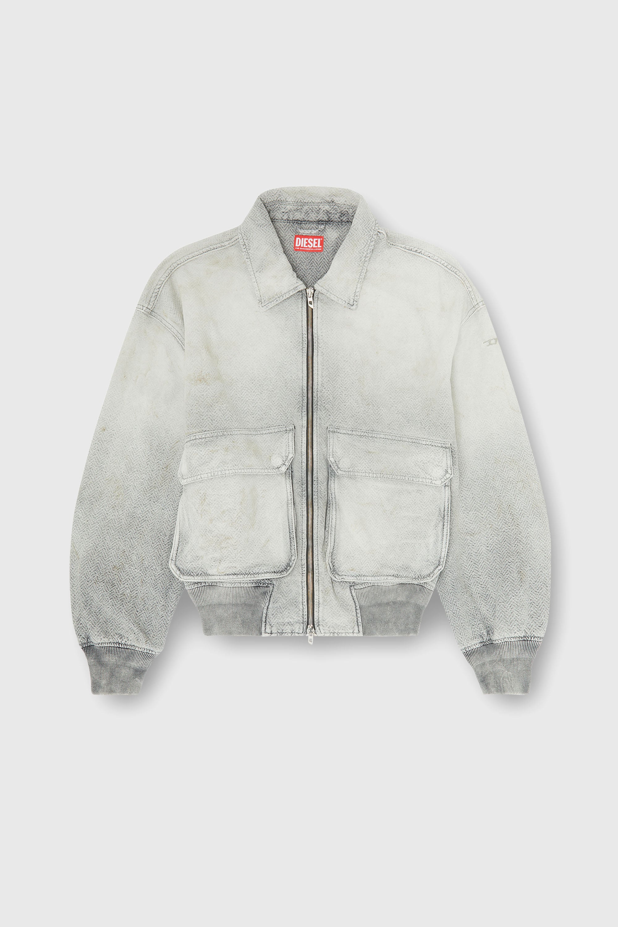 Diesel - D-KURZ, Giacca in denim a spina di pesce effetto distressed Unisex in Grigio - 2