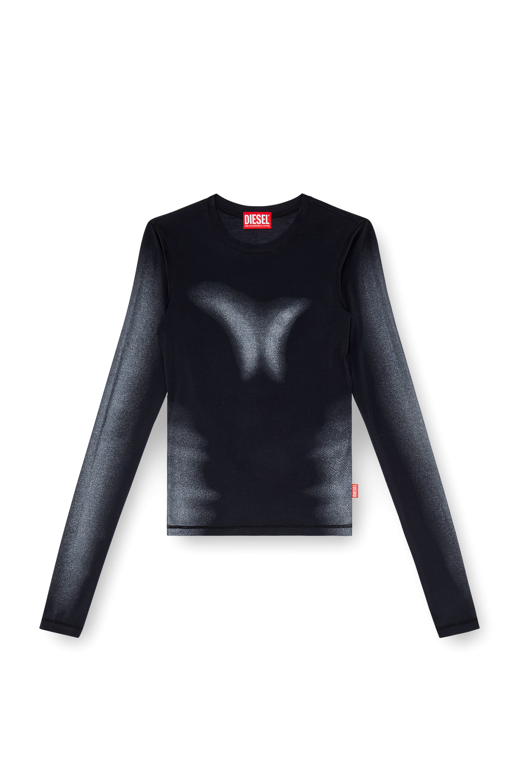 Diesel - T-ILON, Femme T-shirt à manches longues avec effets métallisés in Noir - Image 4