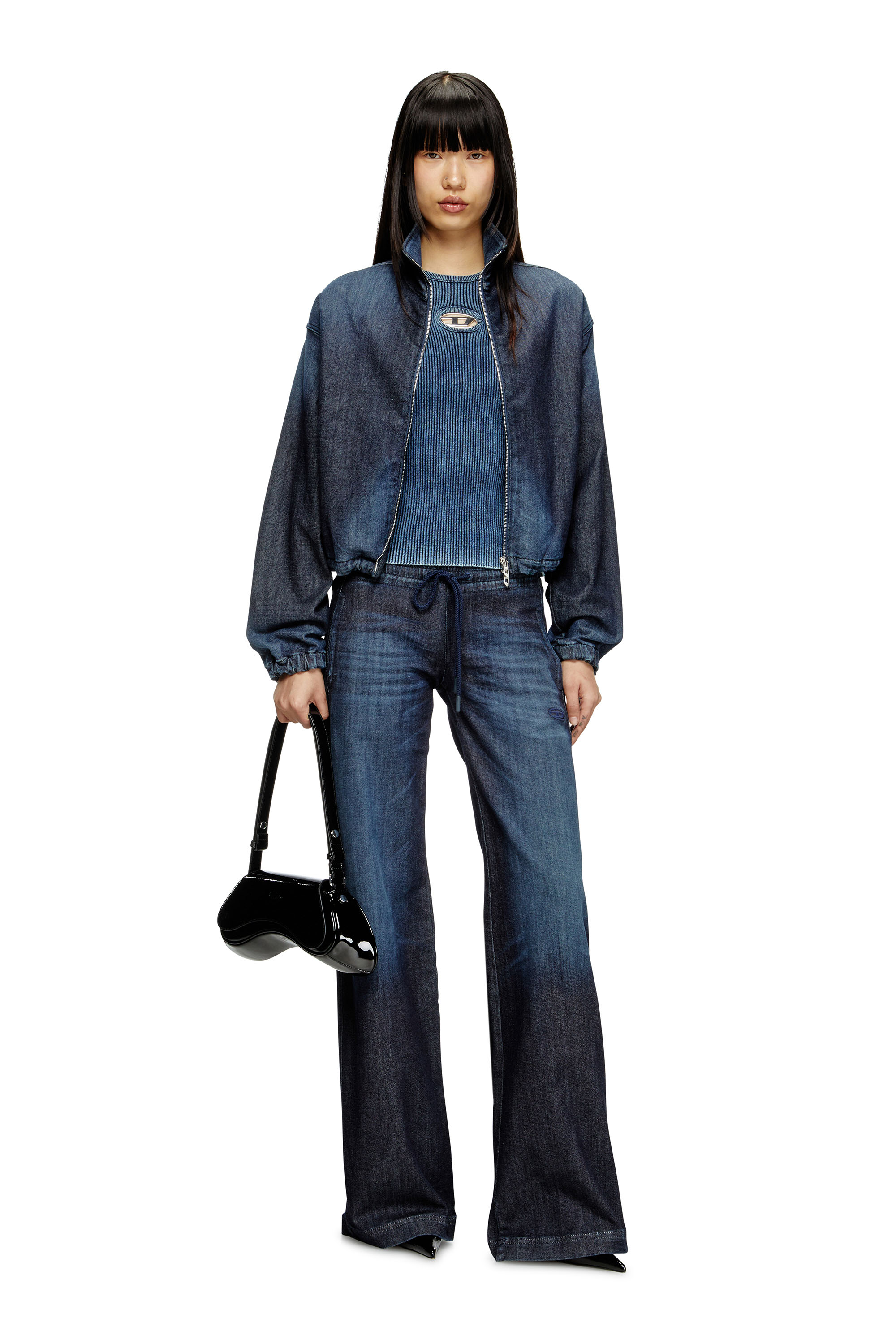 Diesel - M-ANCHOR-A-SL, Damen Tank-Top aus Rippstrick mit Oval D in Dunkelblau - 1