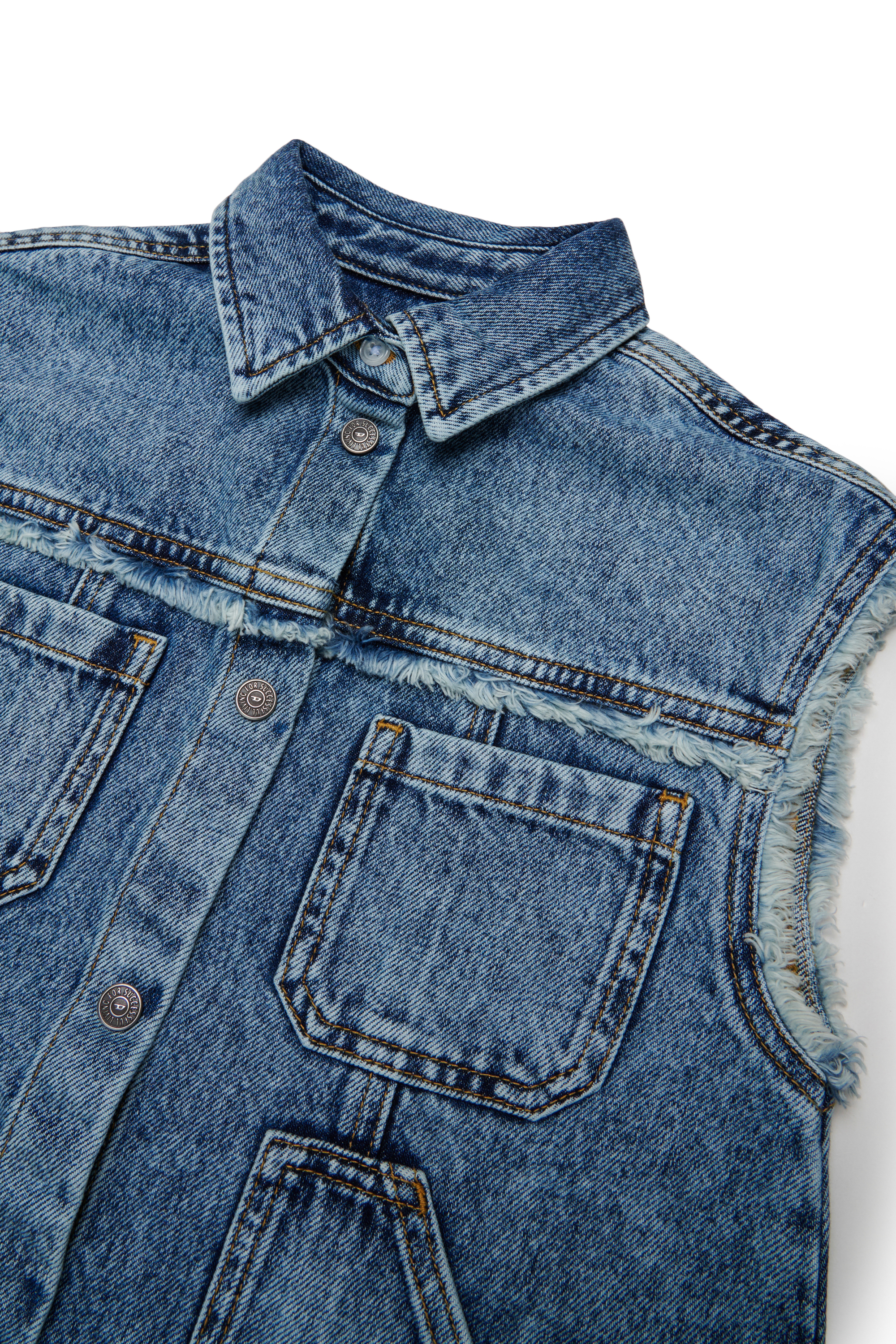 Diesel - DELKA, Robe-chemise sans manches en denim effet marbre Femme in Bleu - 3