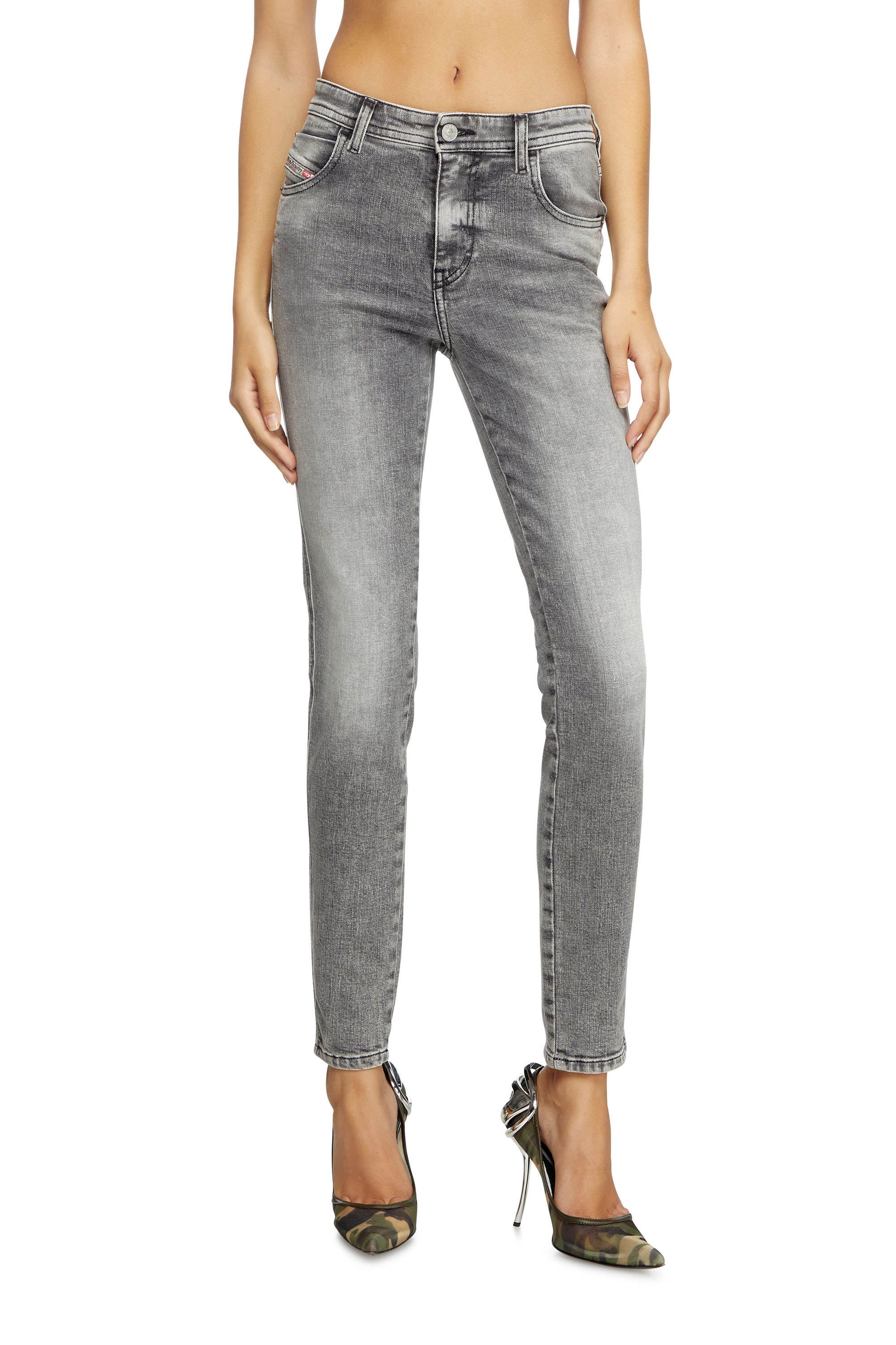 Diesel - Skinny Jeans 2015 Babhila 09L41 Donna, Grigio Chiaro - Image 1