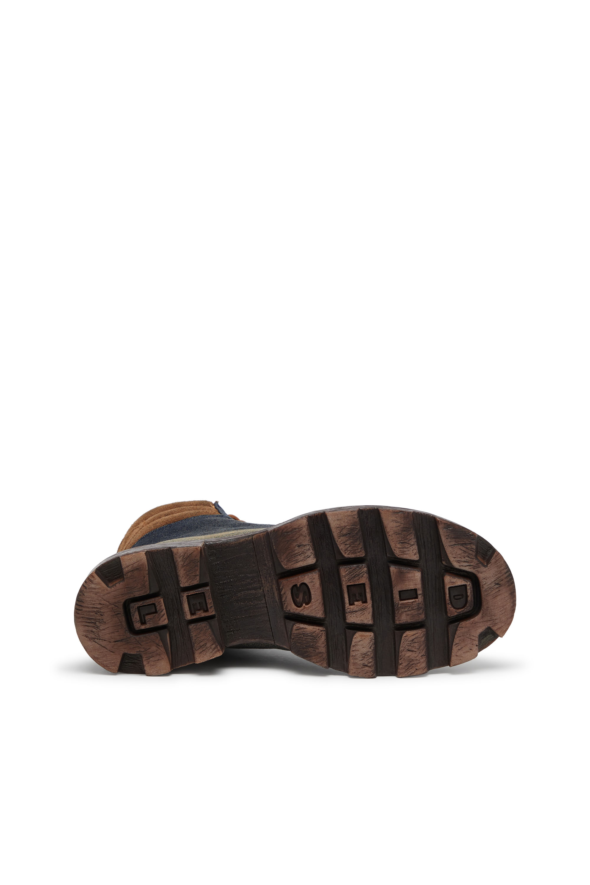 Diesel - D-HAMMER LACE UP, D-Hammer-Bottes de combat en denim et suède Homme in Bleu - 4