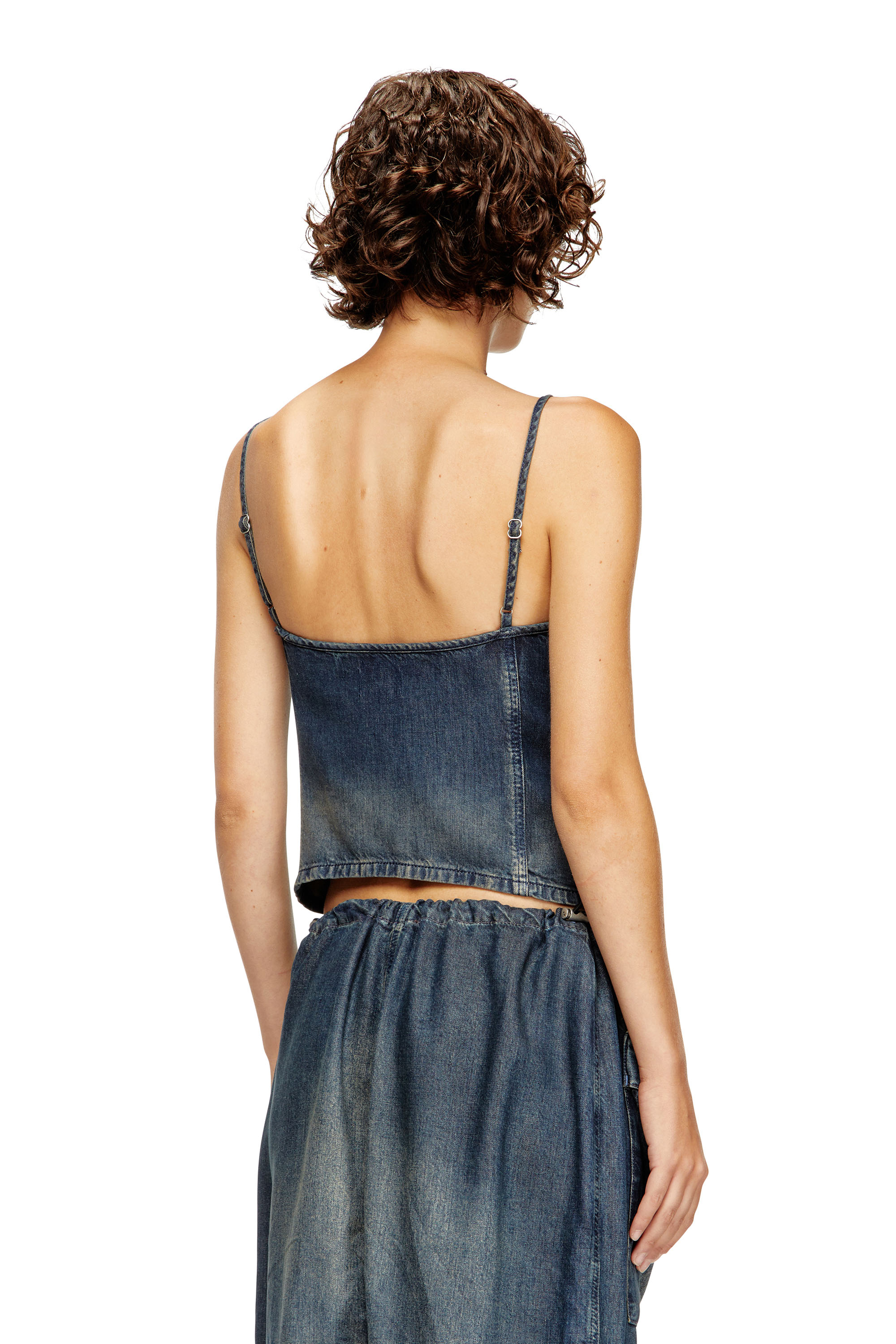 Diesel - DE-MELLIS-S, Top in denim fluido dégradé Donna in Blu - 3